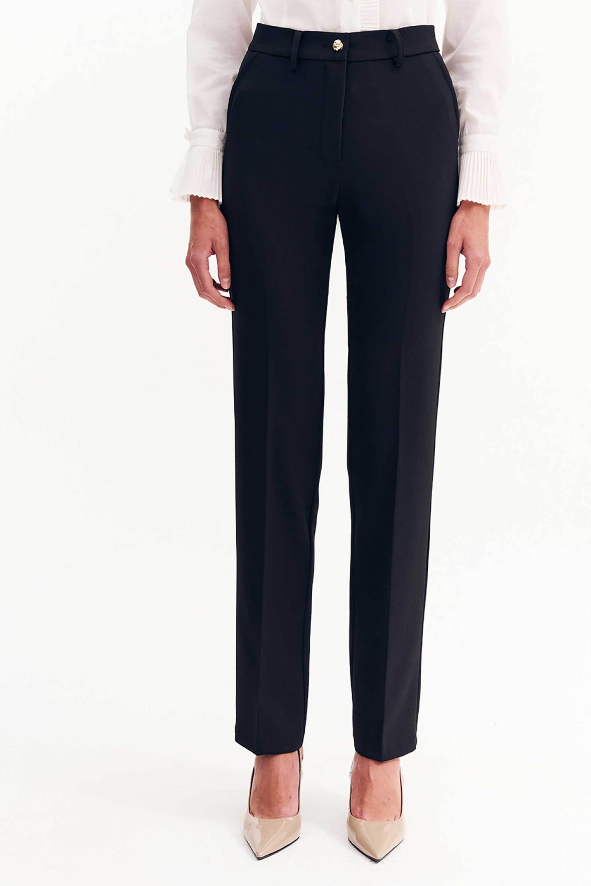 Forel γυναικείο παντελόνι μονόχρωμο σε ίσια γραμμή - 081.20.01.117 Μαύρο φωτογραφία