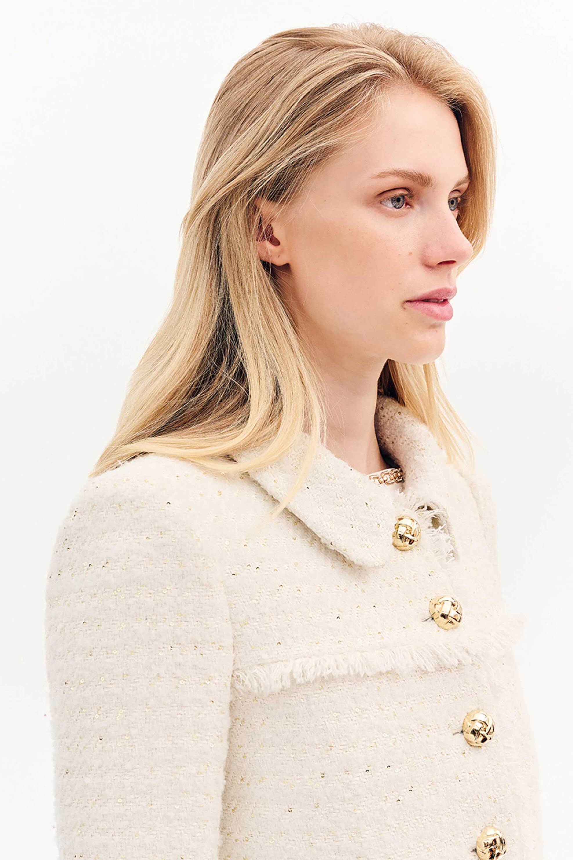 Forel γυναικείο σακάκι tweed - 081.30.01.003 Εκρού φωτογραφία