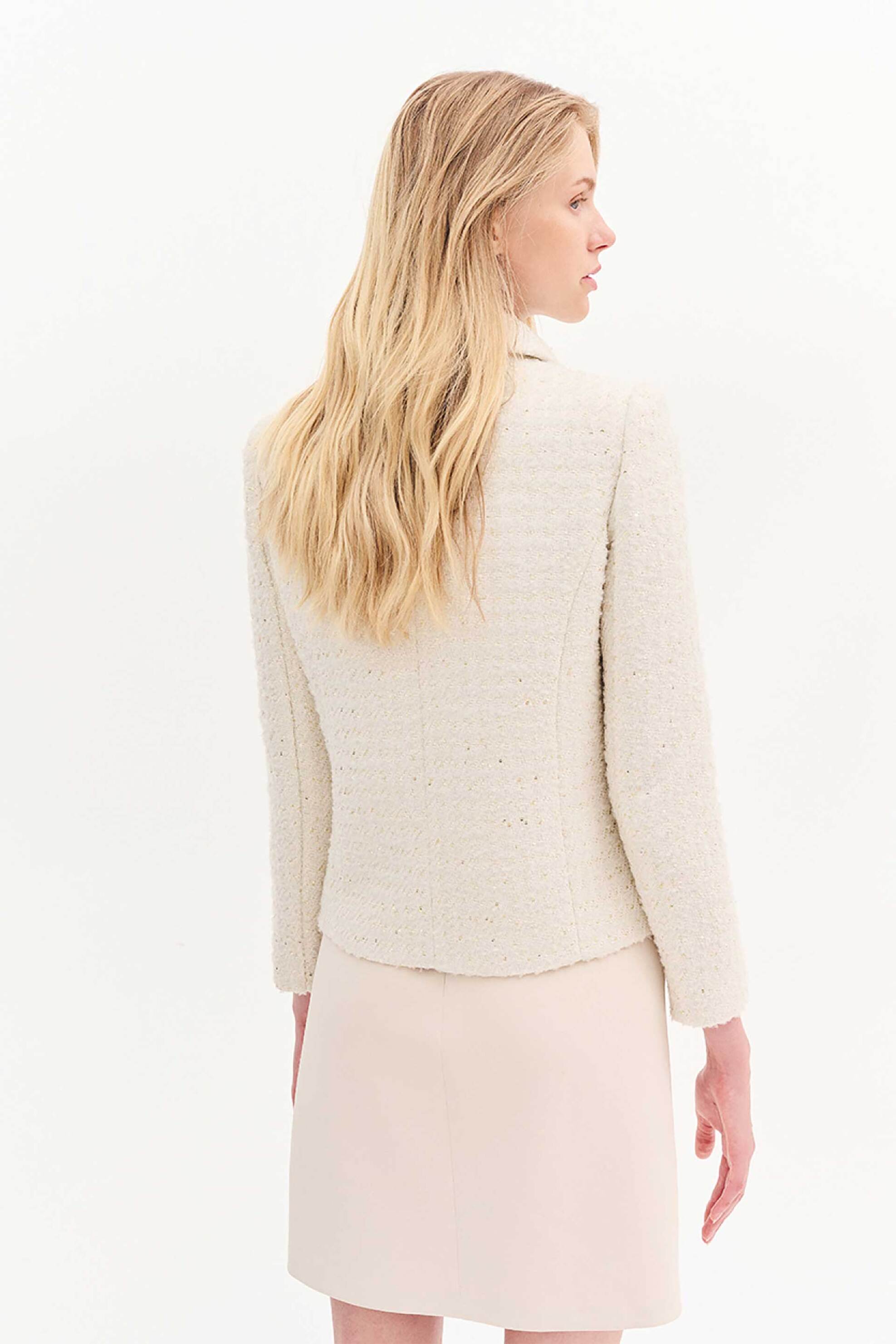 Forel γυναικείο σακάκι tweed - 081.30.01.003 Εκρού φωτογραφία