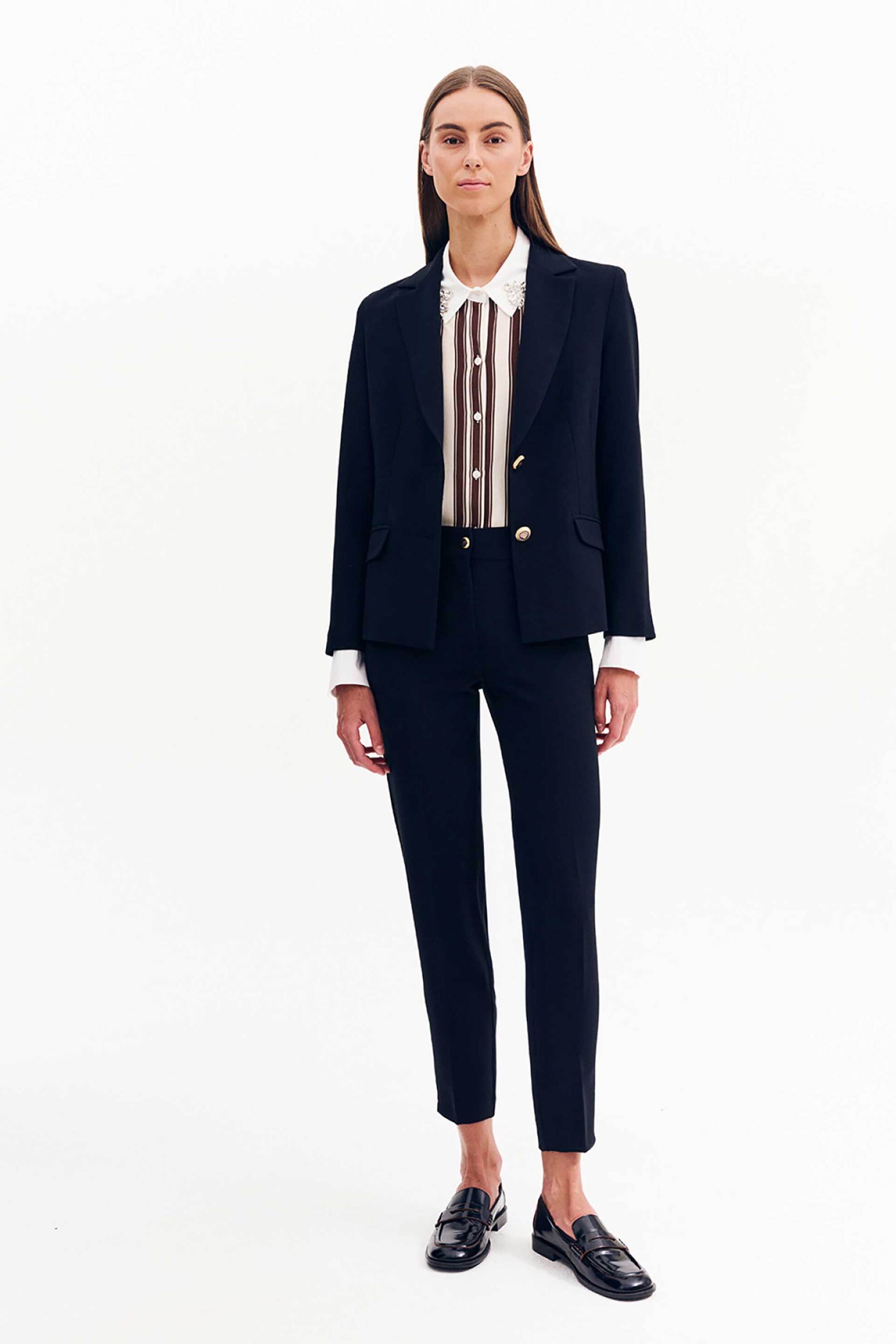 Forel γυναικείο παντελόνι cigarette μονόχρωμο - 081.20.01.010 Μαύρο