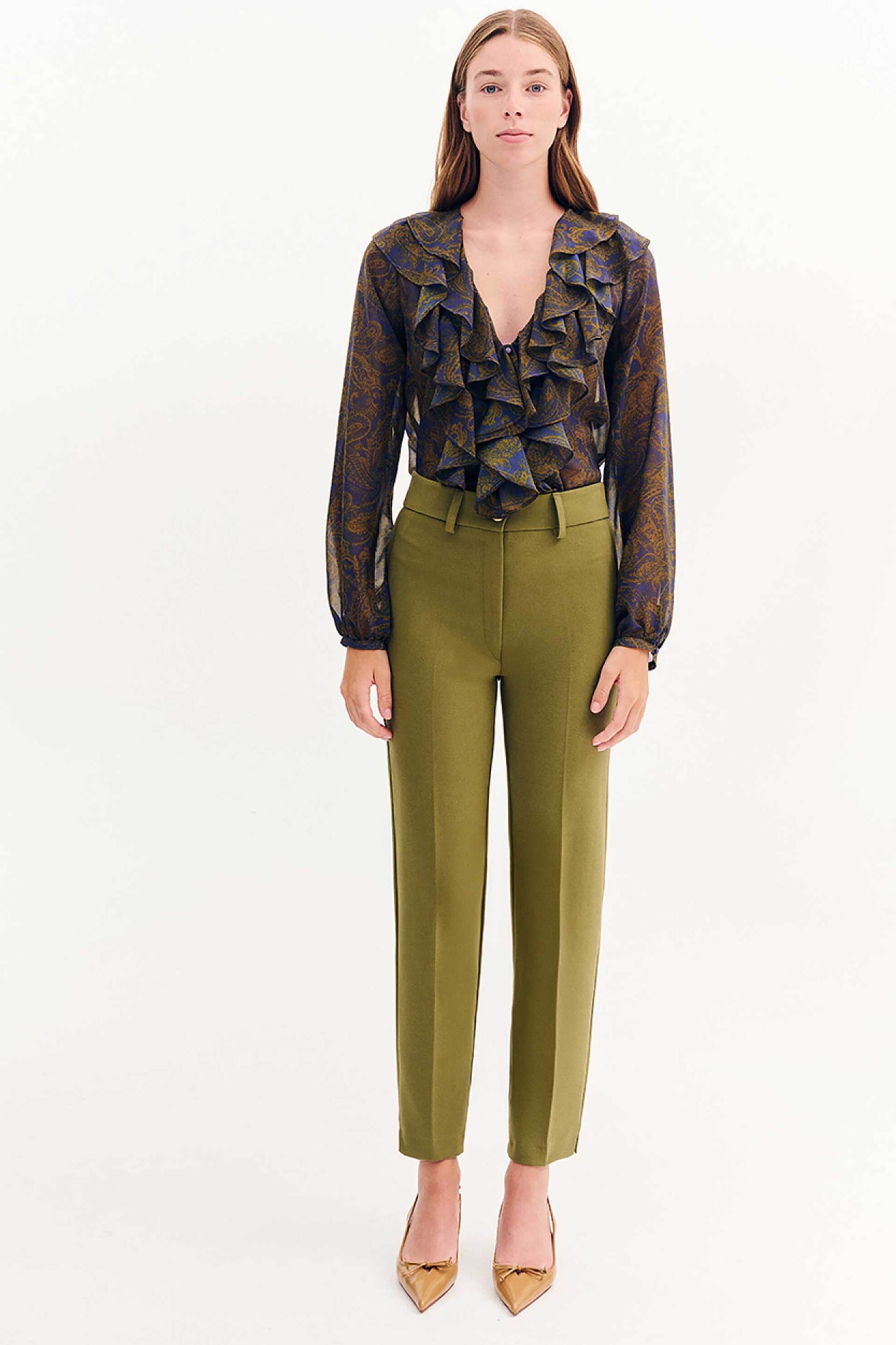 Forel γυναικείο παντελόνι cigarette μονόχρωμο - 081.20.01.010 Λαδί