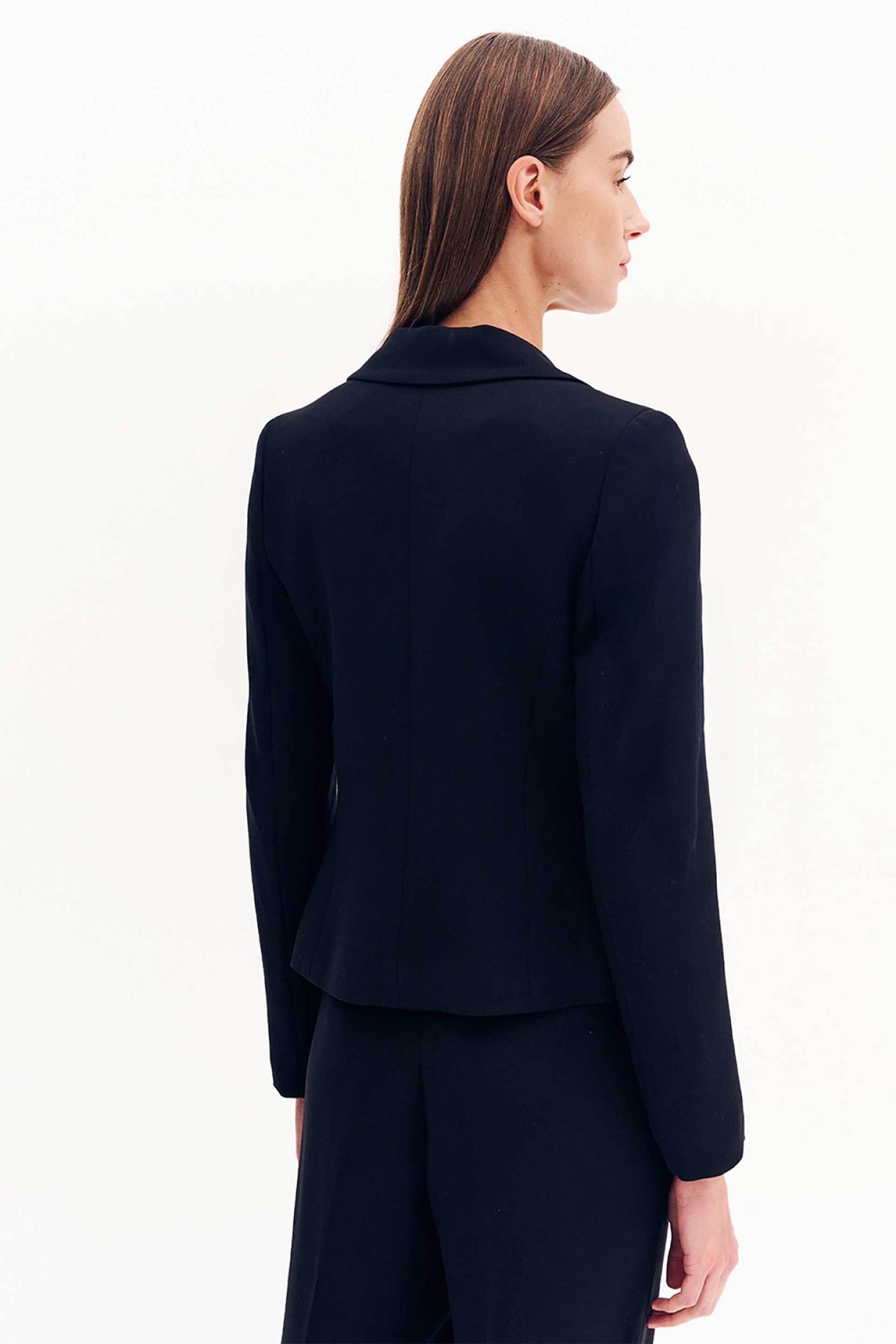 Forel γυναικείo σακάκι μεσάτο με χρυσό κουμπί - 081.30.01.041 Μαύρο φωτογραφία