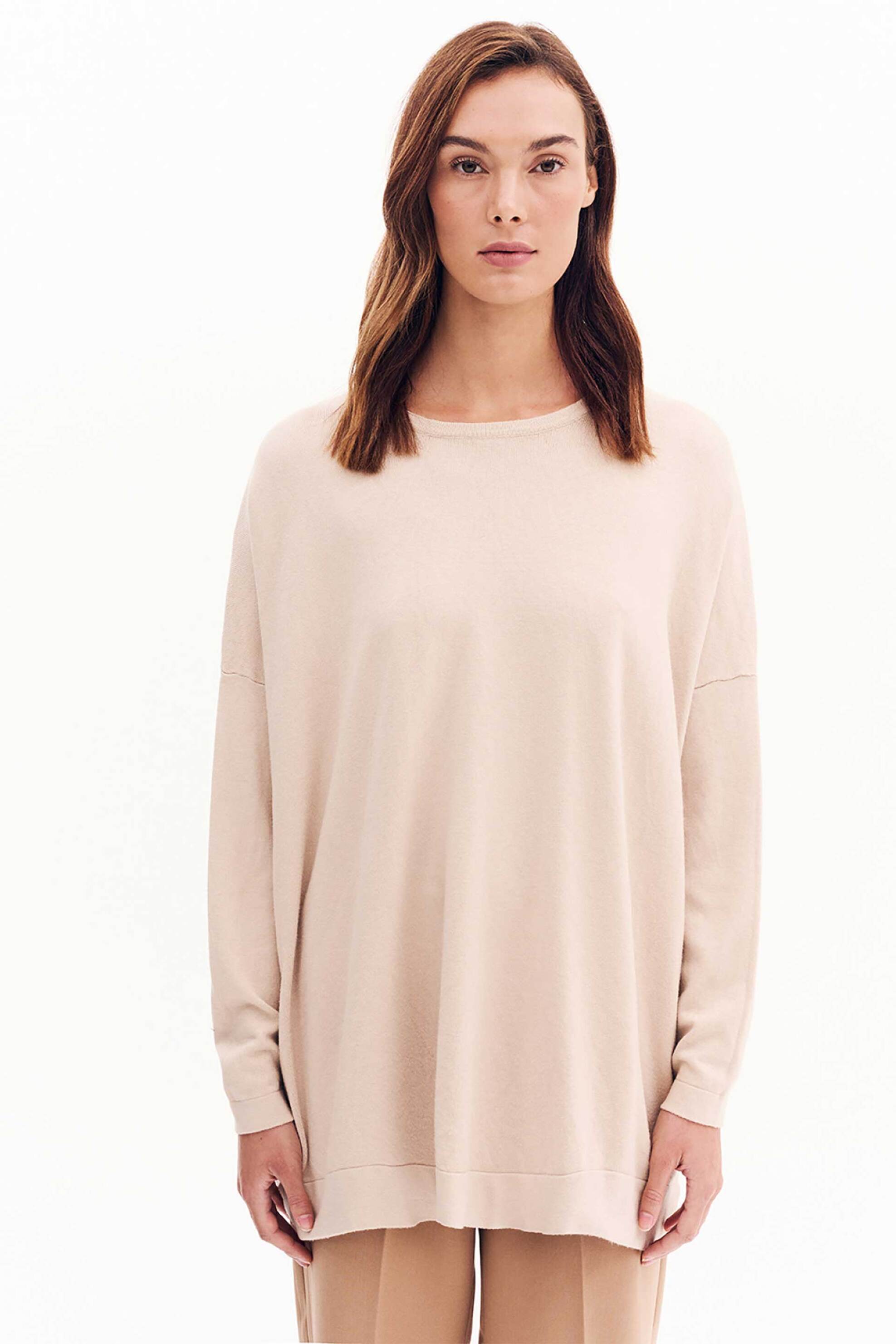 Forel γυναικεία πλεκτή μπλούζα με στρογγυλή λαιμόκοψη - 081.90.01.042 Μπεζ