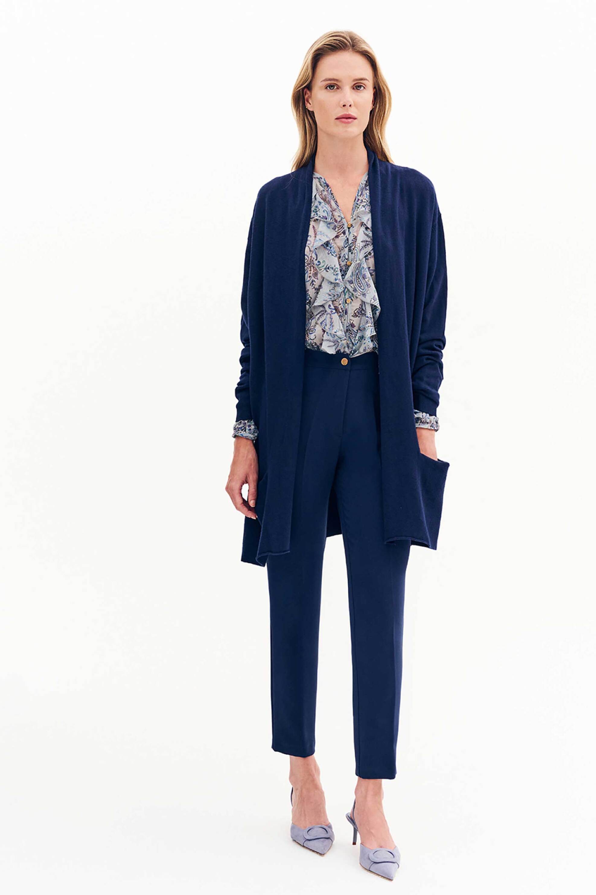 Forel γυναικείο παντελόνι cigarette με λάστιχο μονόχρωμο - 081.20.01.003 Σκούρο Μπλε