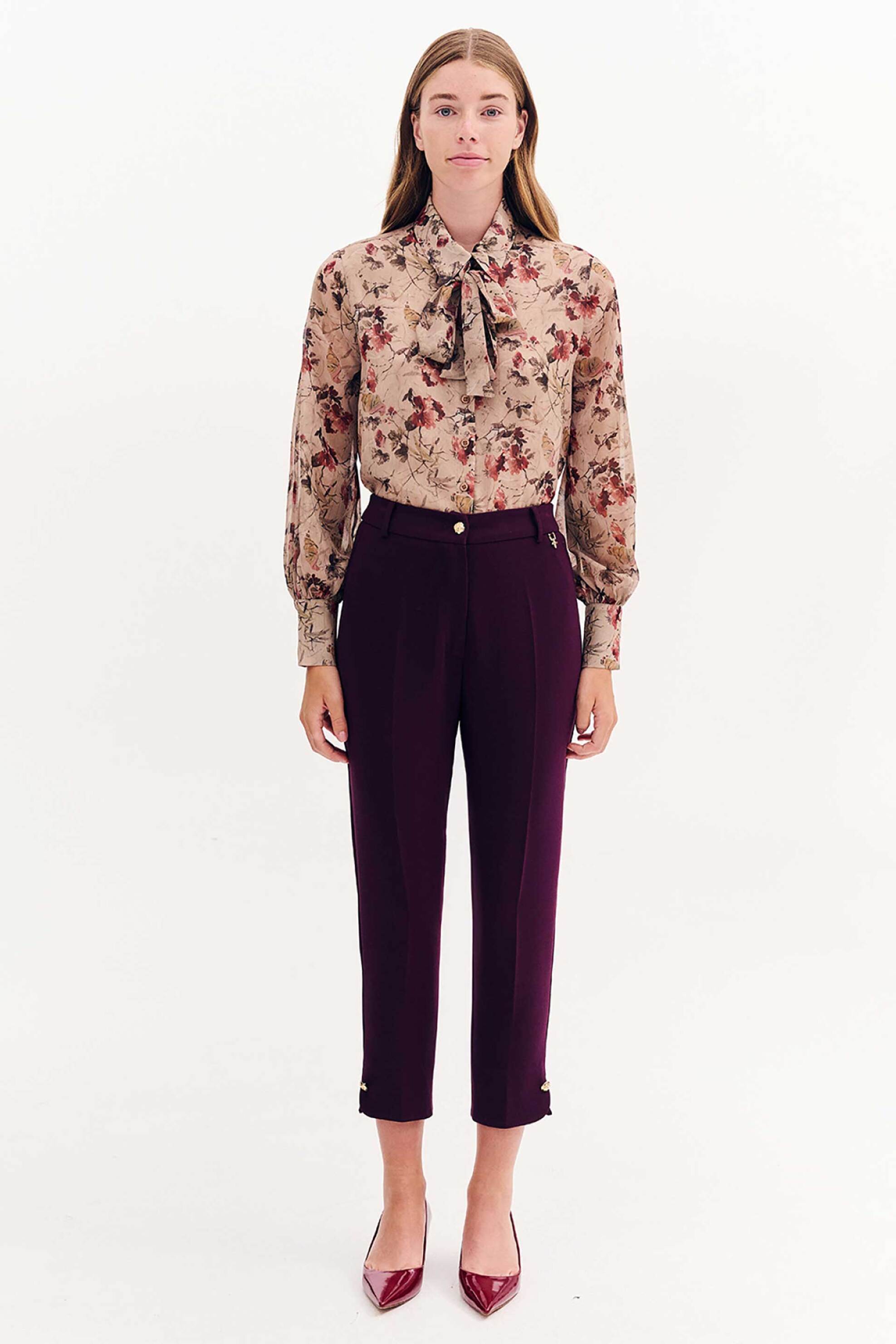 Forel γυναικείο παντελόνι cigarette μονόχρωμο - 081.20.01.005 Μοβ