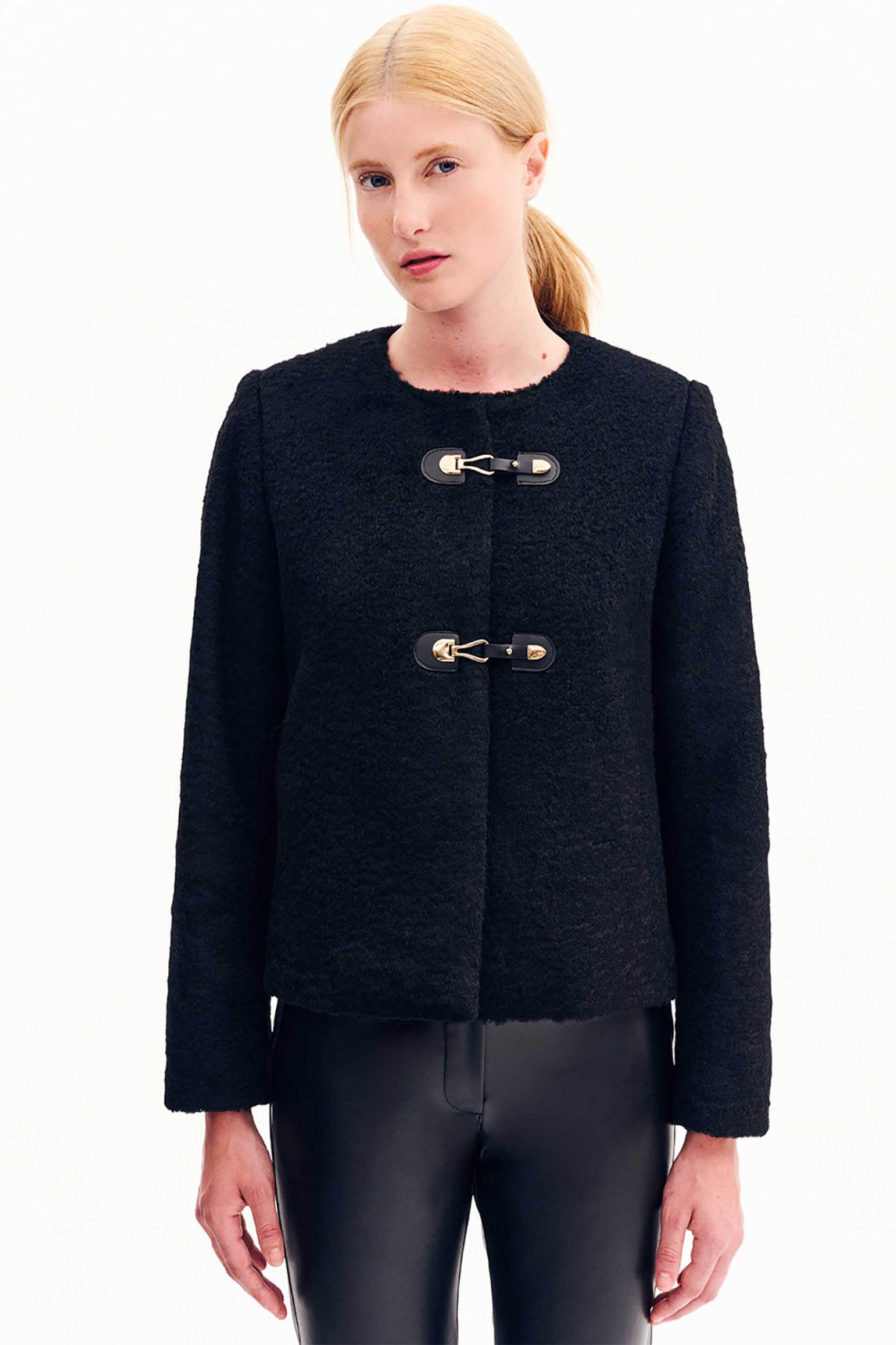 Forel γυναικείo σακάκι με μπουκλέ υφή - 081.30.01.038 Μαύρο