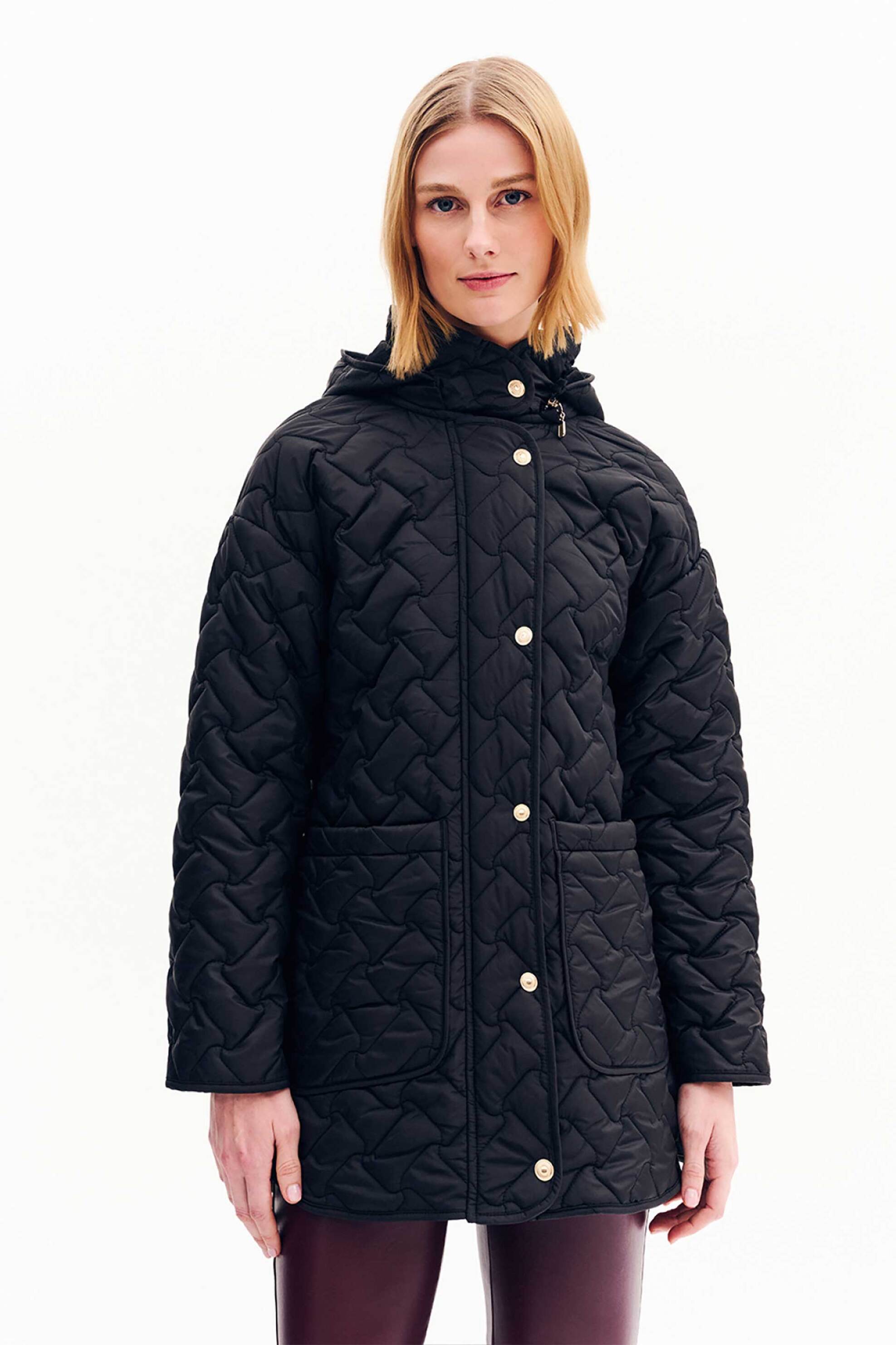 Forel γυναικείο μπουφάν καπιτονέ με κουκούλα - 081.60.01.015 Μαύρο