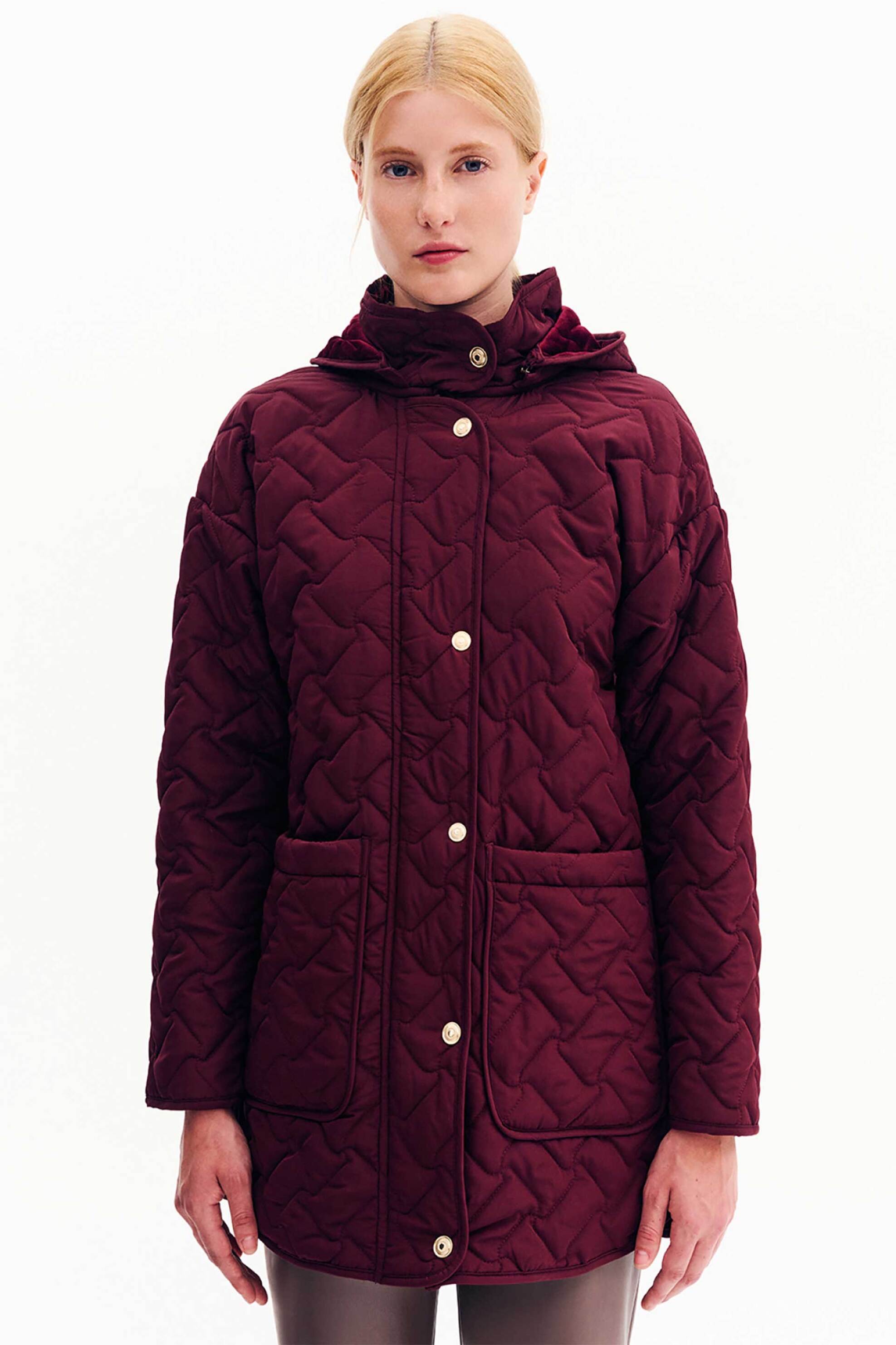 Forel γυναικείο μπουφάν καπιτονέ με κουκούλα - 081.60.01.015 Μπορντό