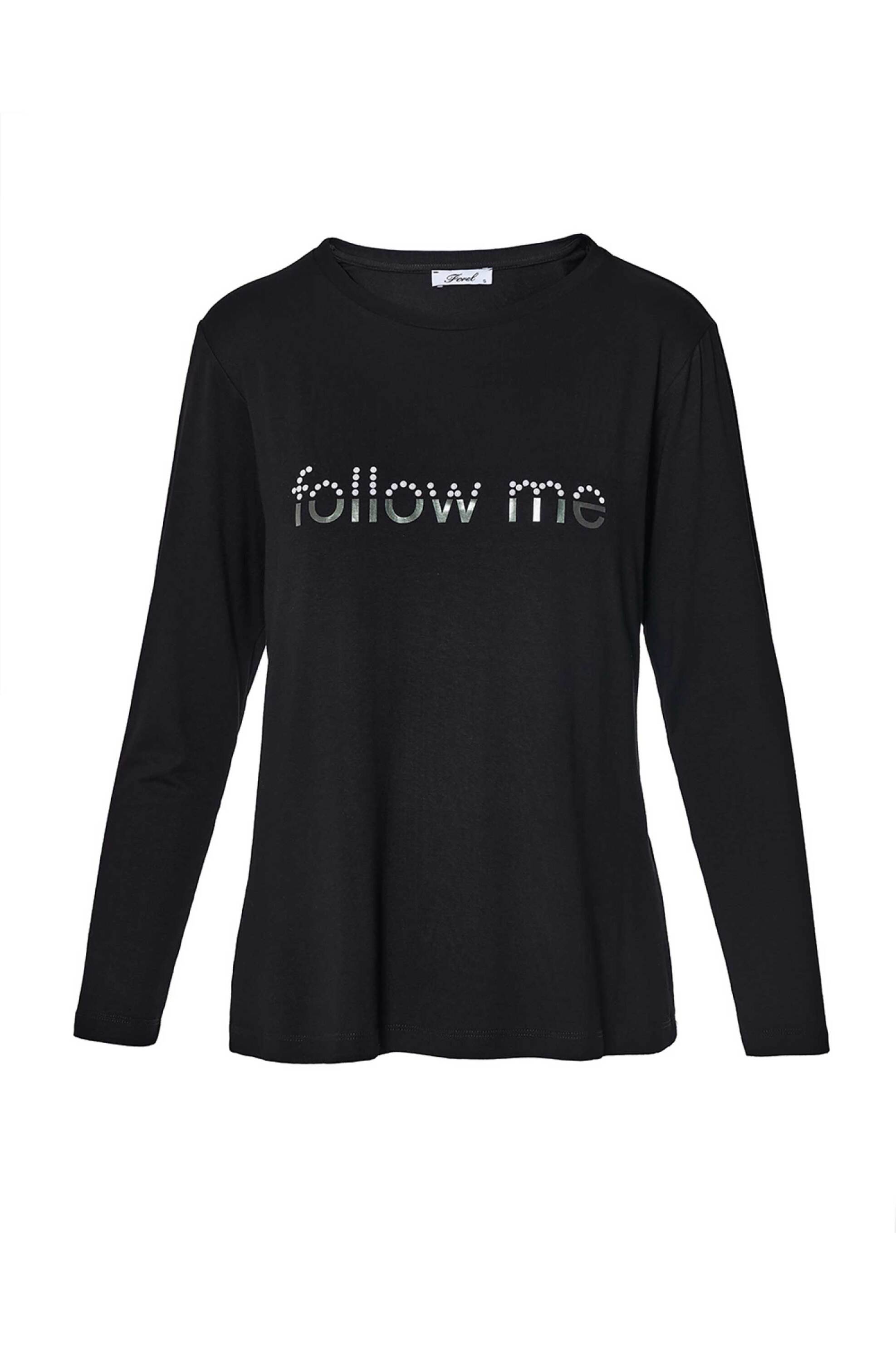 Forel μπλούζα μακρυμάνικη με lettering απο πέρλες - 081.10.01.047 Μαύρο
