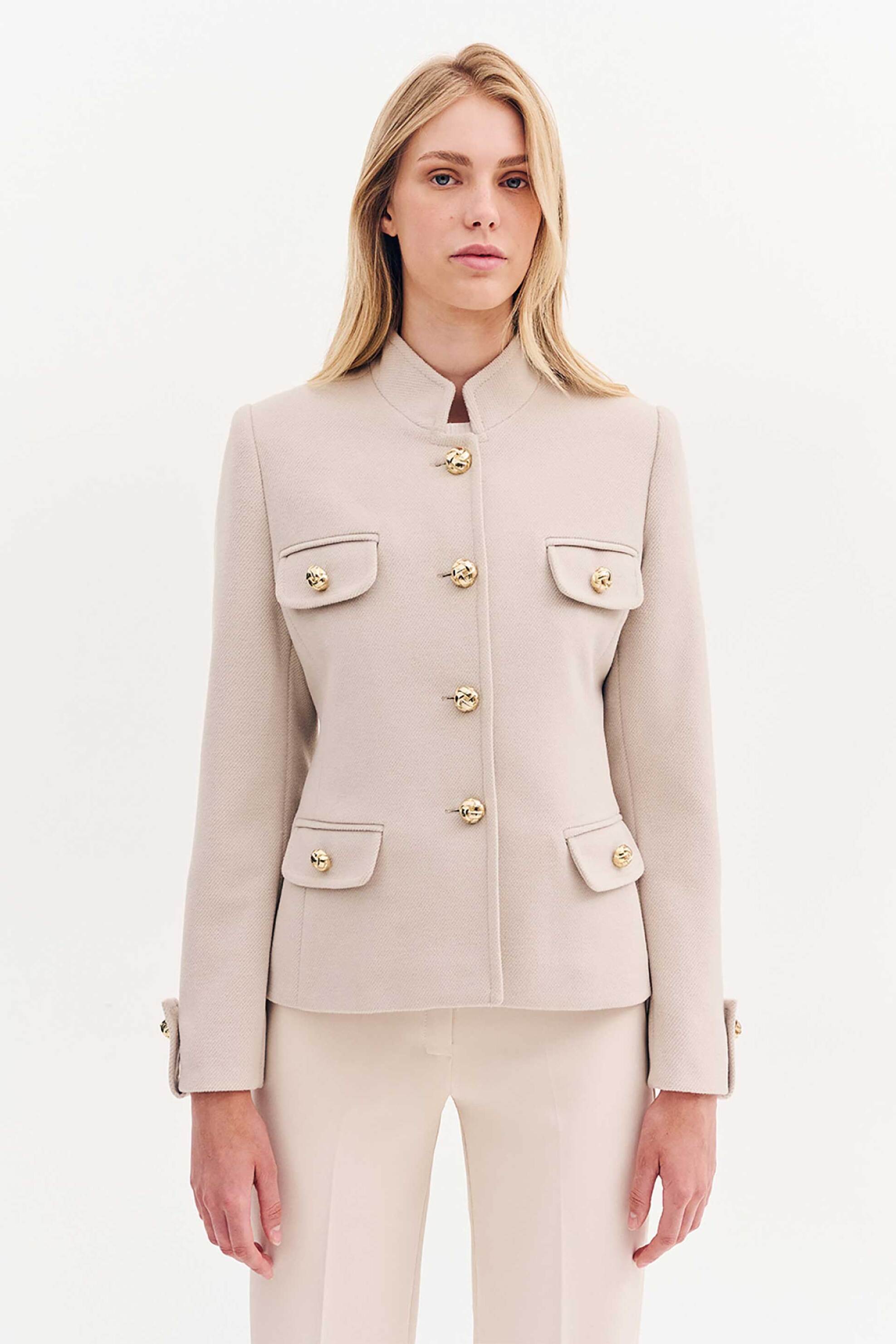 Forel γυναικείo σακάκι με χρυσά κουμπιά - 081.30.01.011 Εκρού