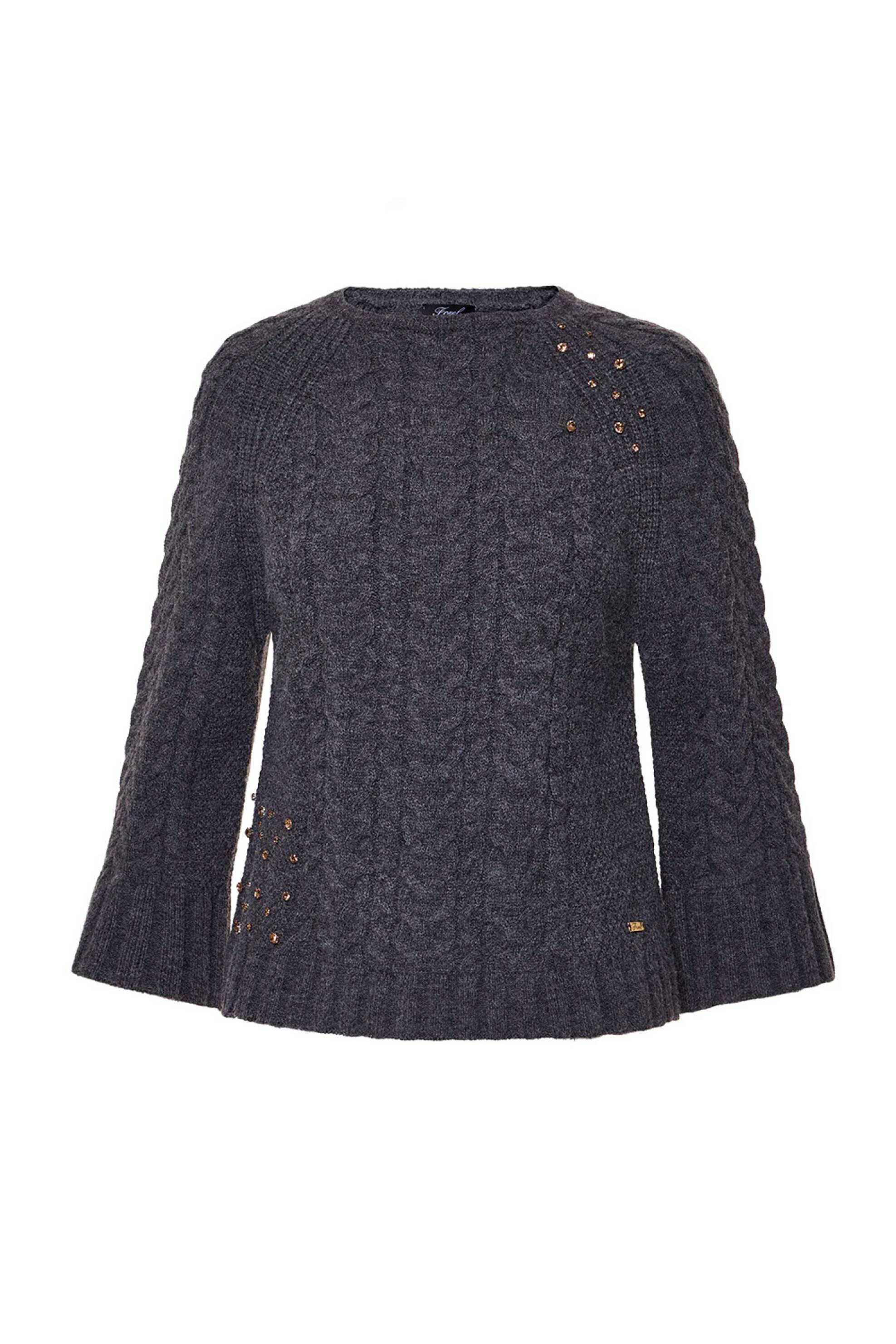 Forel γυναικεία πλεκτή μπλούζα με στρας - 081.90.01.008 Ανθρακί