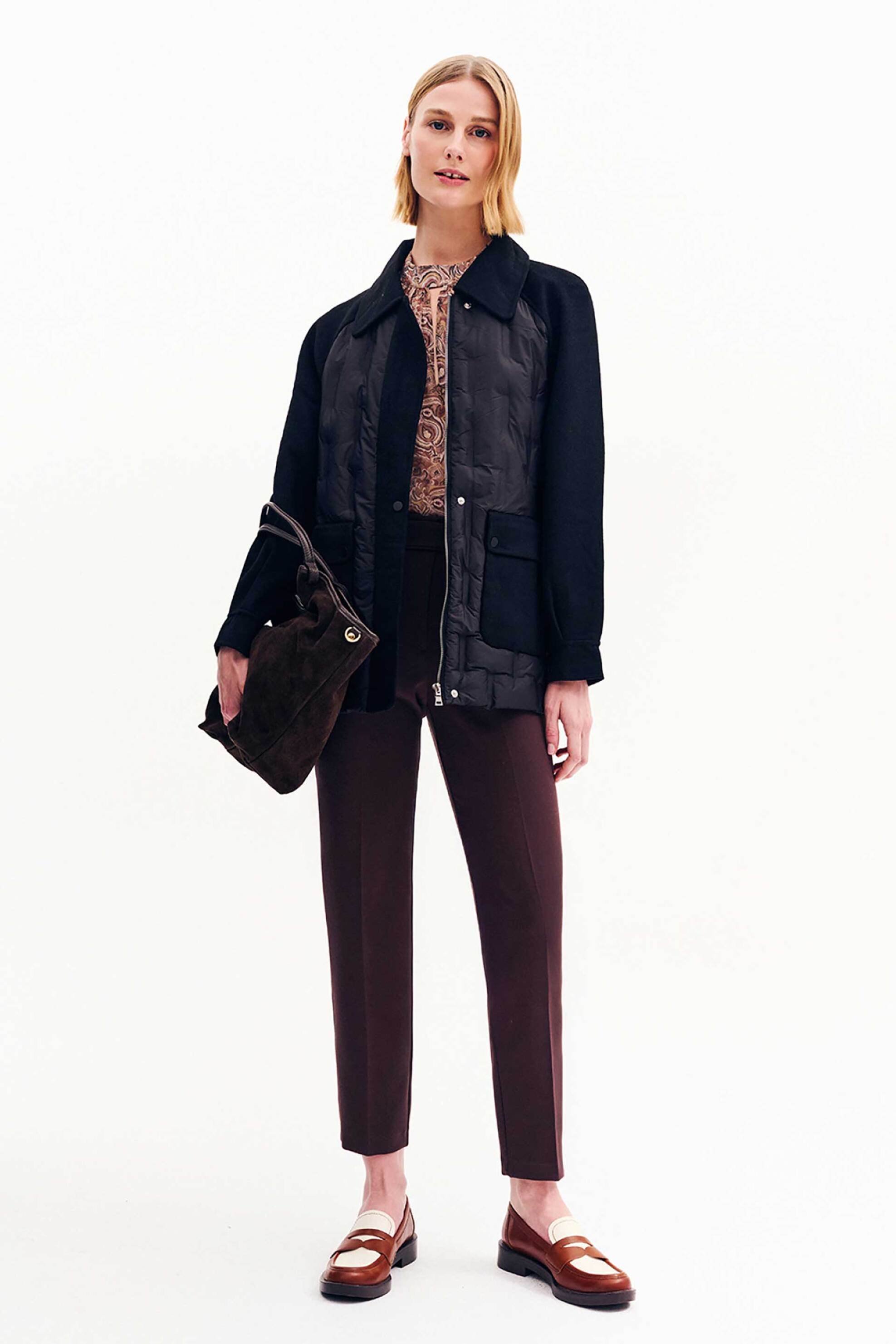 Forel γυναικείο μπουφάν με συνδυασμό υφασμάτων - 081.60.01.008 Μαύρο