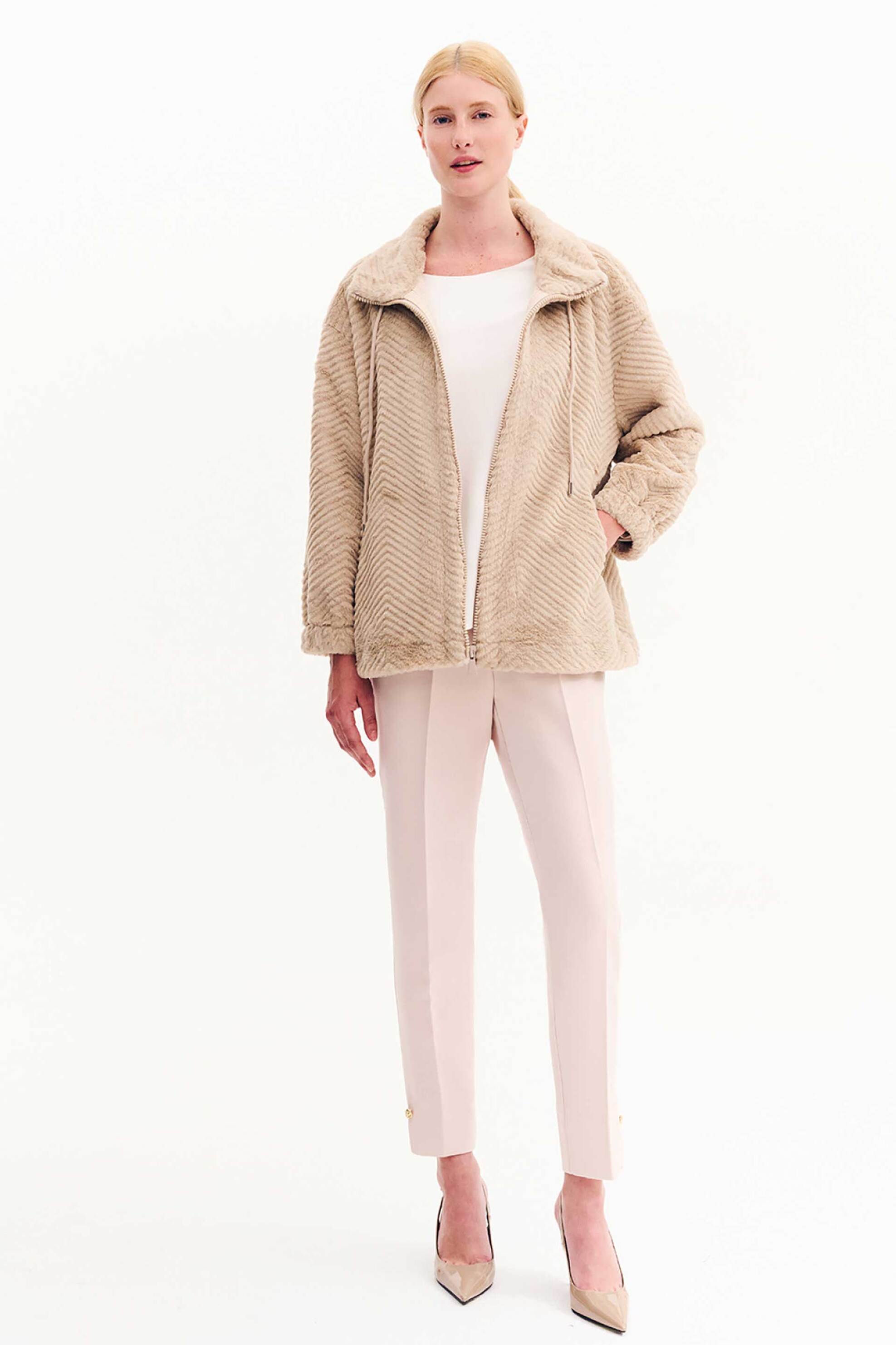 Forel γυναικείο μπουφάν faux γούνα - 081.60.01.009 Μπεζ