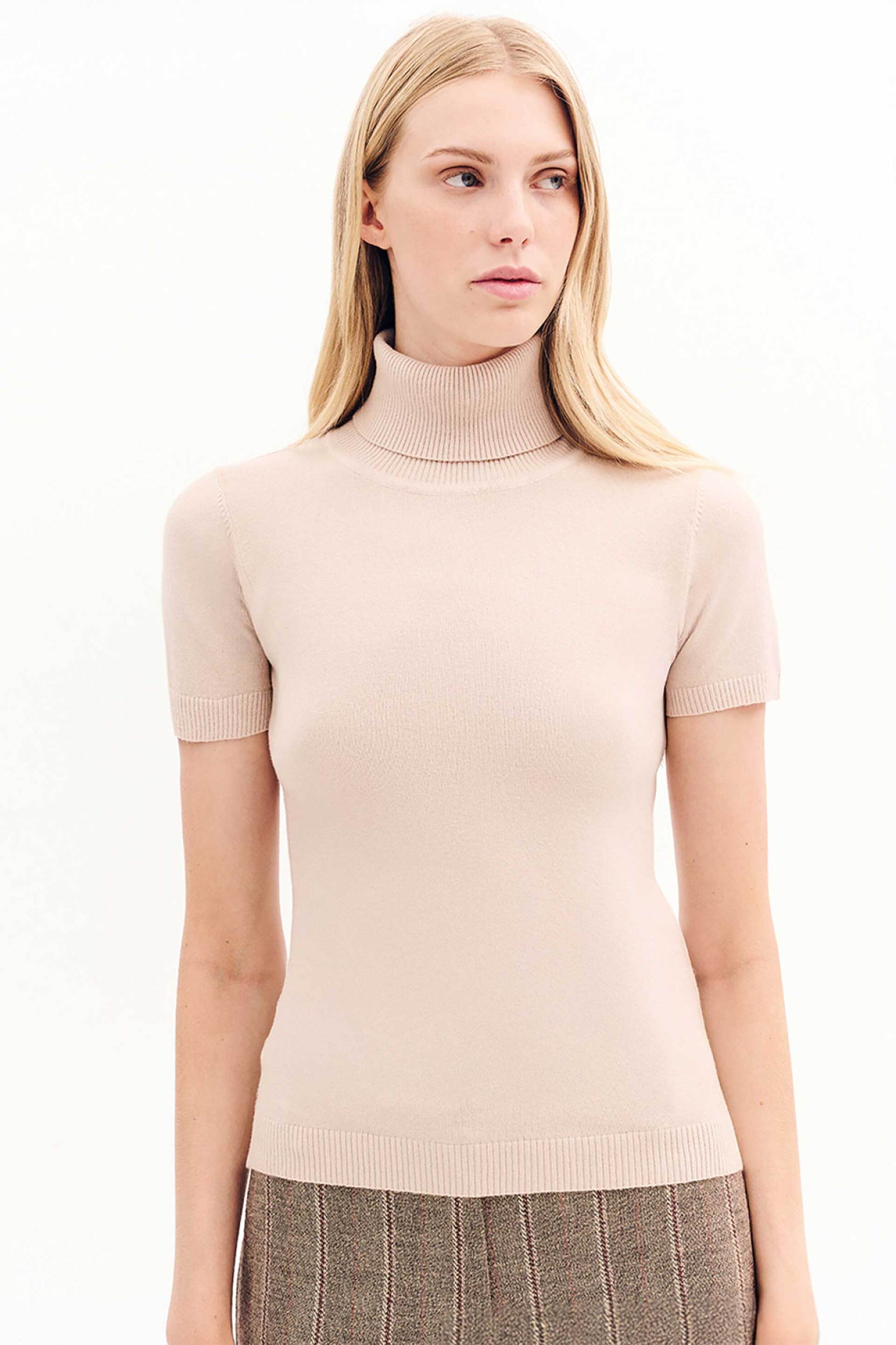 Forel γυναικεία πλεκτή μπλούζα ζιβάγκο μονόχρωμη - 081.90.01.034 Μπεζ