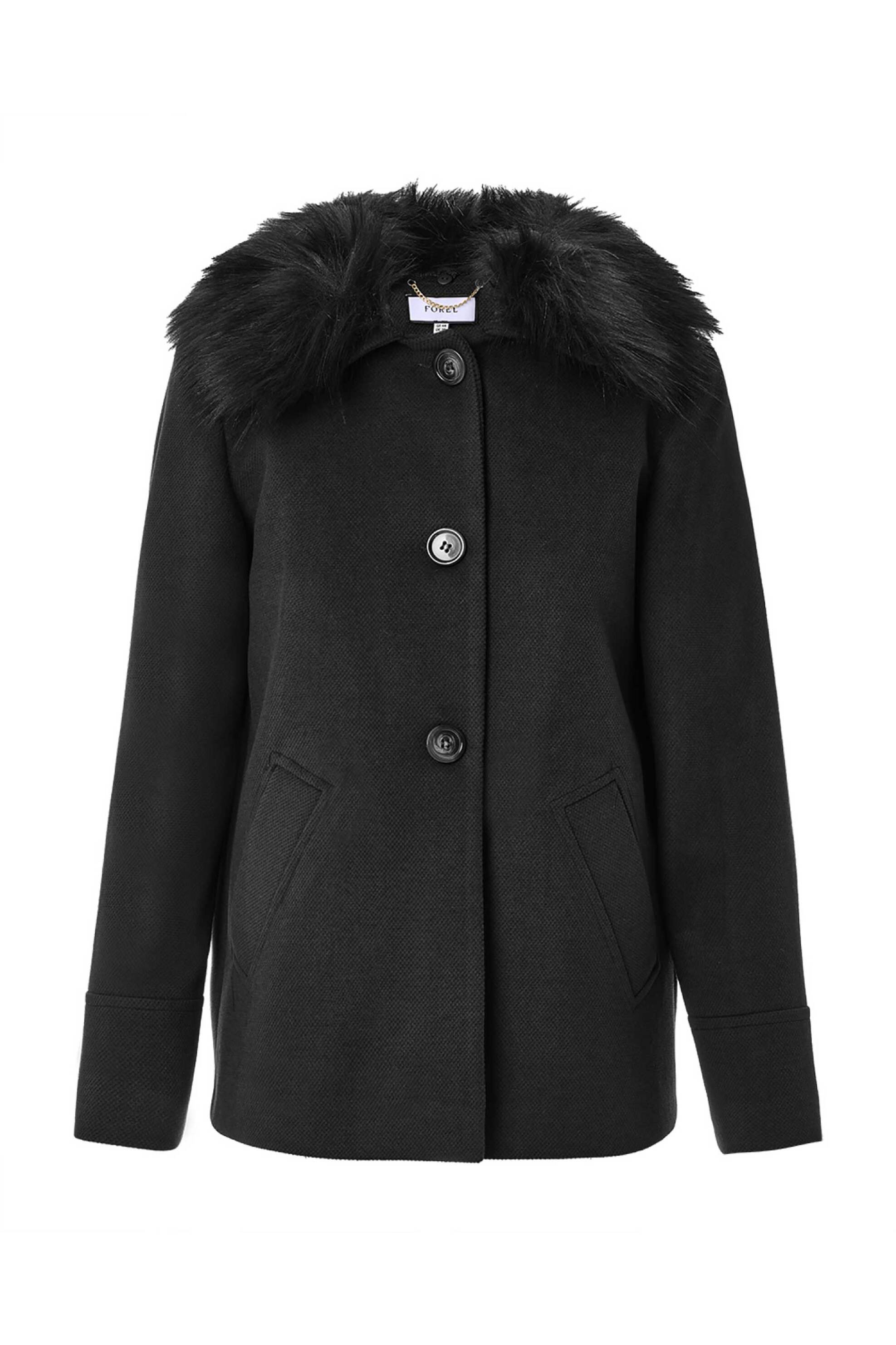 Forel γυναικείο παλτό faux γούνα - 081.70.01.019 Μαύρο