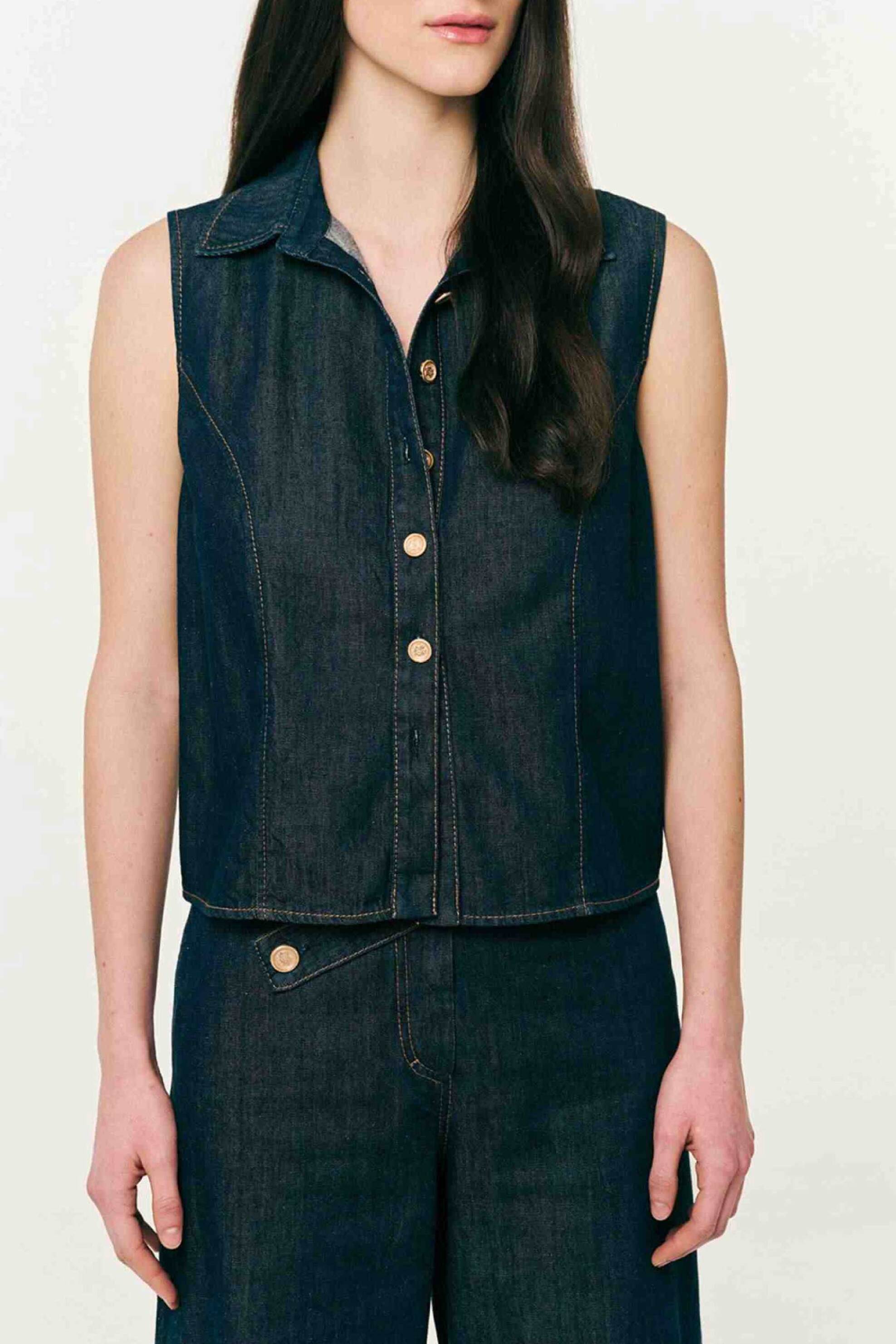 Forel γυναικείο denim γιλέκο - 082.41.01.010 Μπλε Σκούρο φωτογραφία
