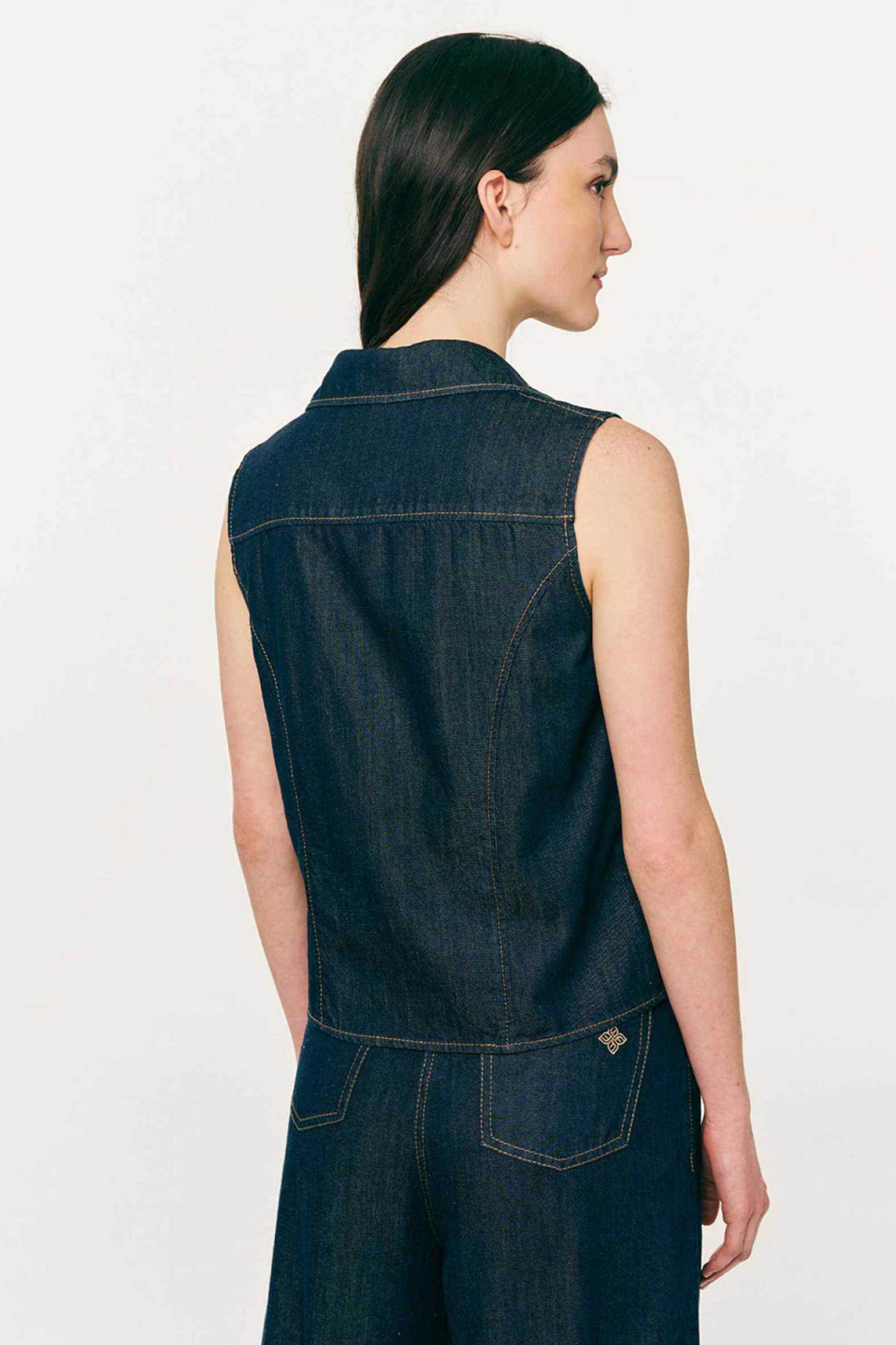 Forel Γυναικείο Denim Γιλέκο - 082 41 01 010 Μπλε Σκούρο