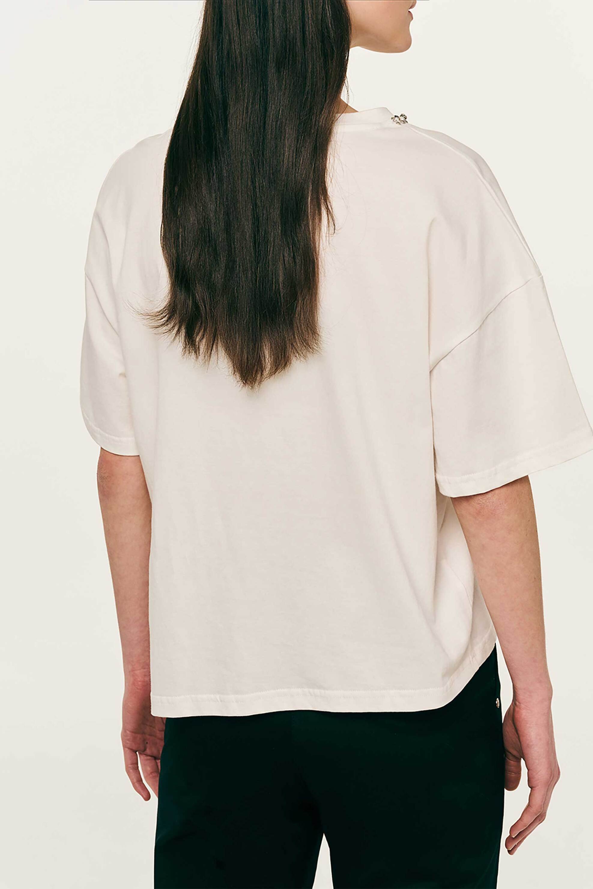Forel Γυναικείo T-Shirt με Στρας - 082 10 01 091 Εκρού