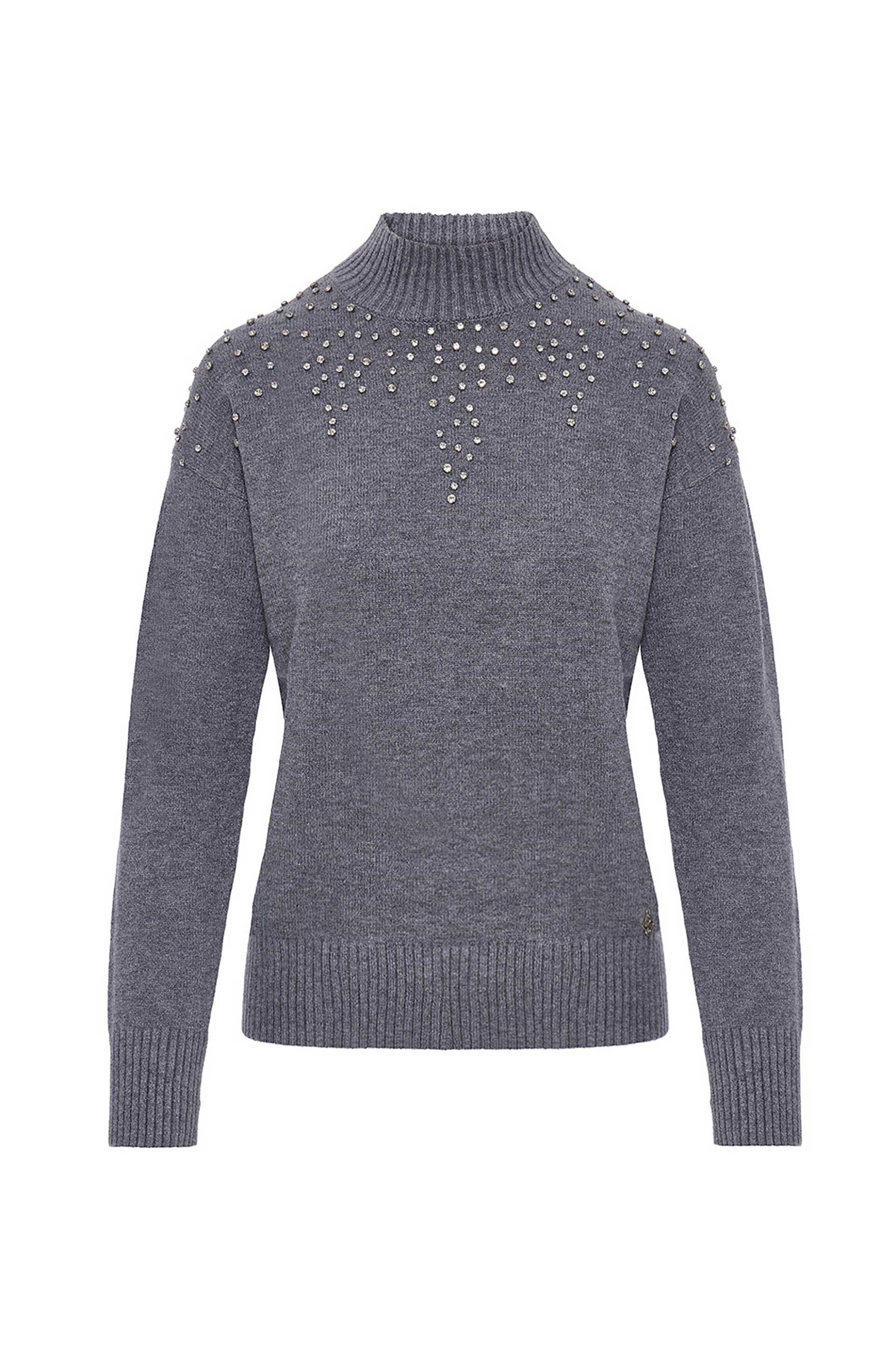 Forel γυναικεία μπλούζα πλεκτή με strass - 083.90.01.019 Γκρι