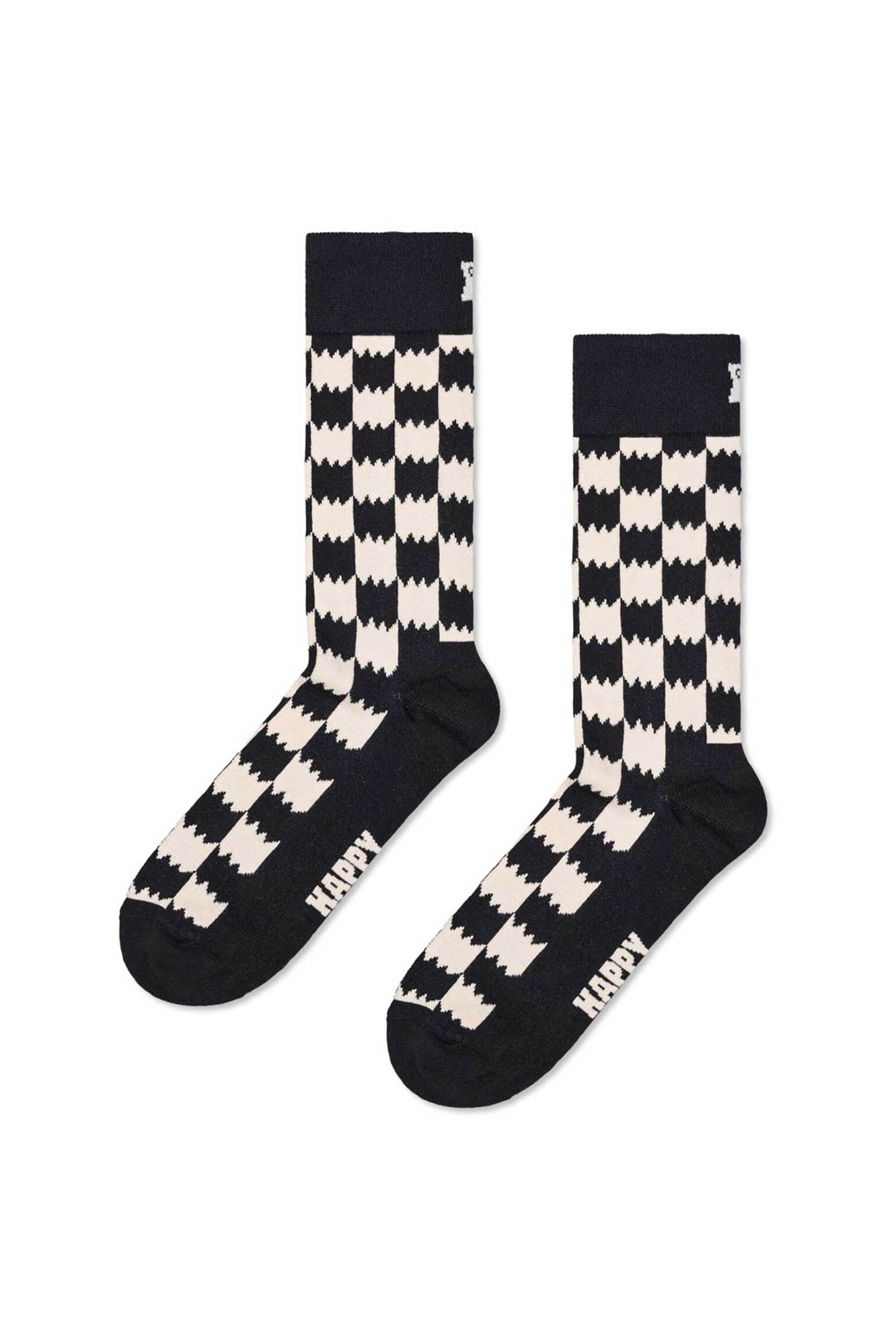 HAPPY SOCKS Happy Socks unisex κάλτσες "Dizzy Check" - P001557 Ασπρόμαυρο