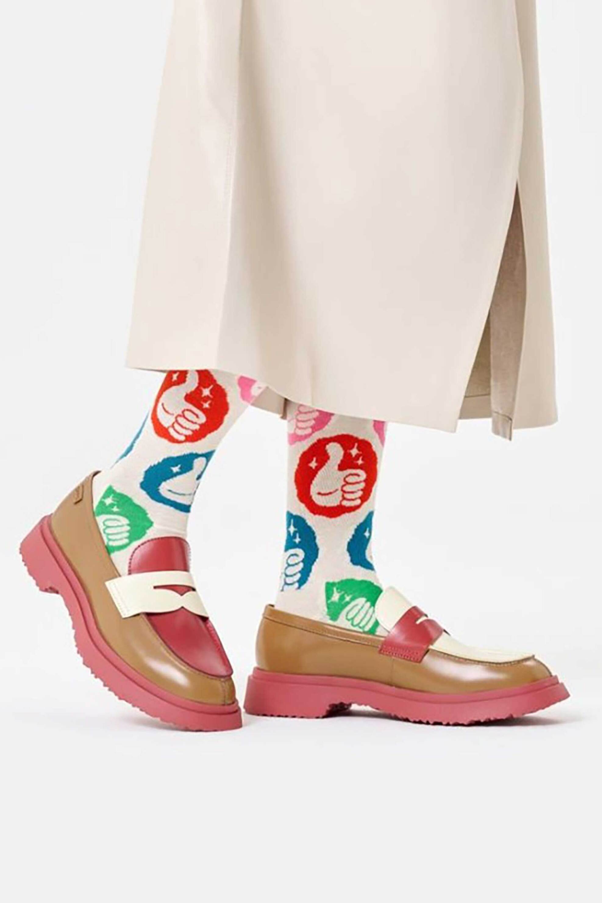 Happy Socks unisex κάλτσες "Thumbs Up" - P002590 Εκρού φωτογραφία