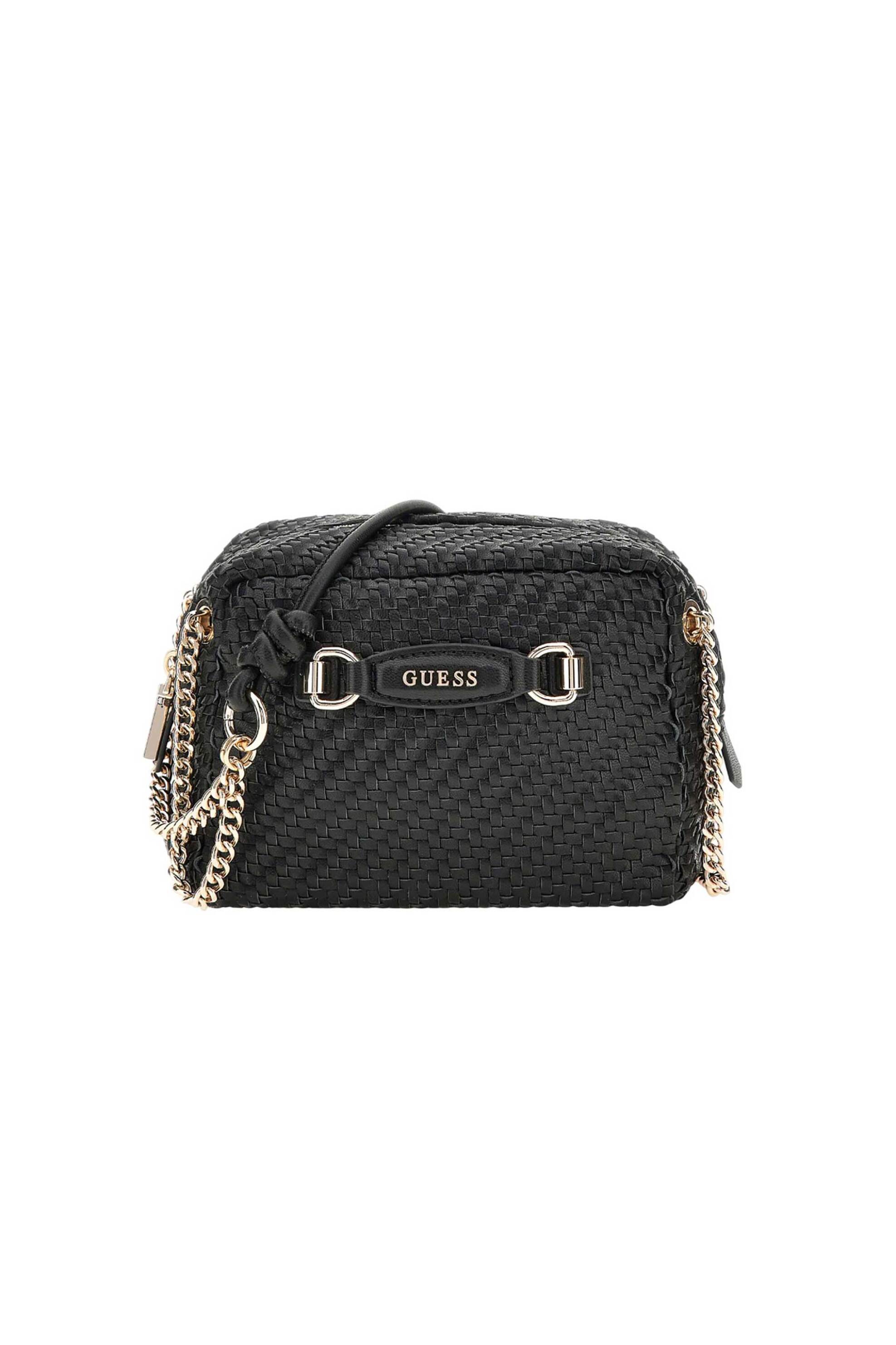 GUESS Guess γυναικεία τσάντα crossbody με πλεκτό σχέδιο και μεταλλικό λογότυπο "Francy" - HWWG9530140 Μαύρο