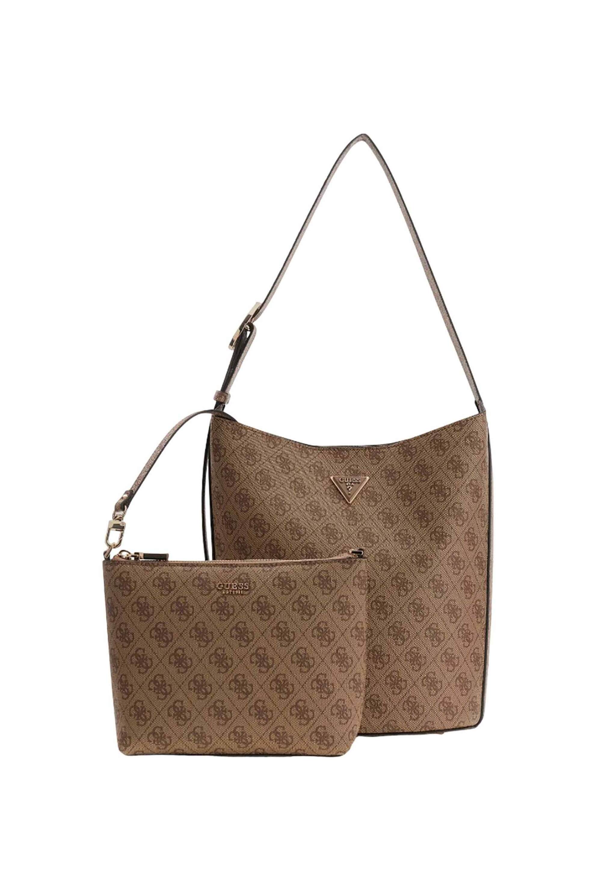 Guess γυναικεία bucket τσάντα με all-over logo print 