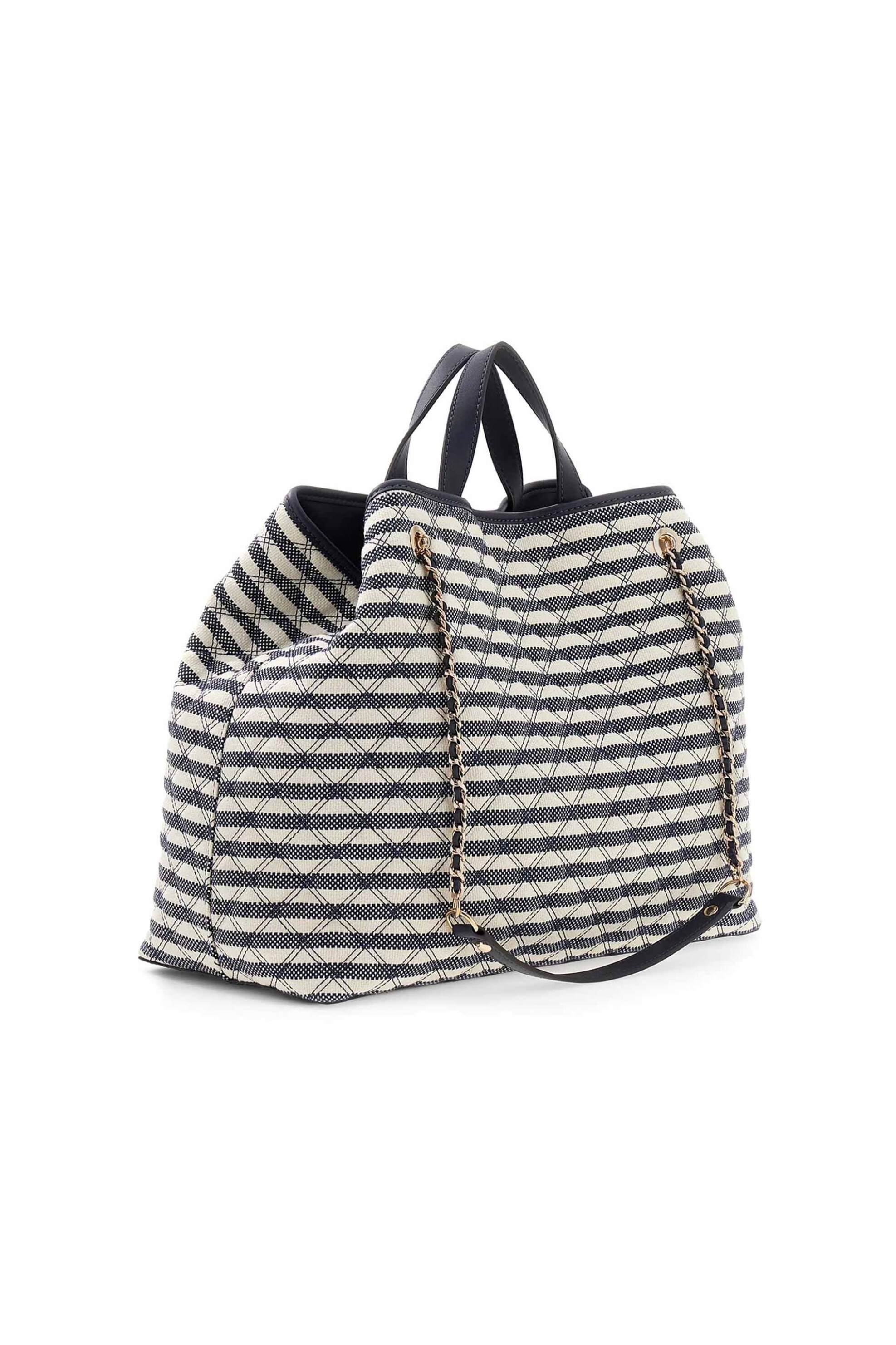 Guess γυναικεία τσάντα shopper με ριγέ σχέδιο 
