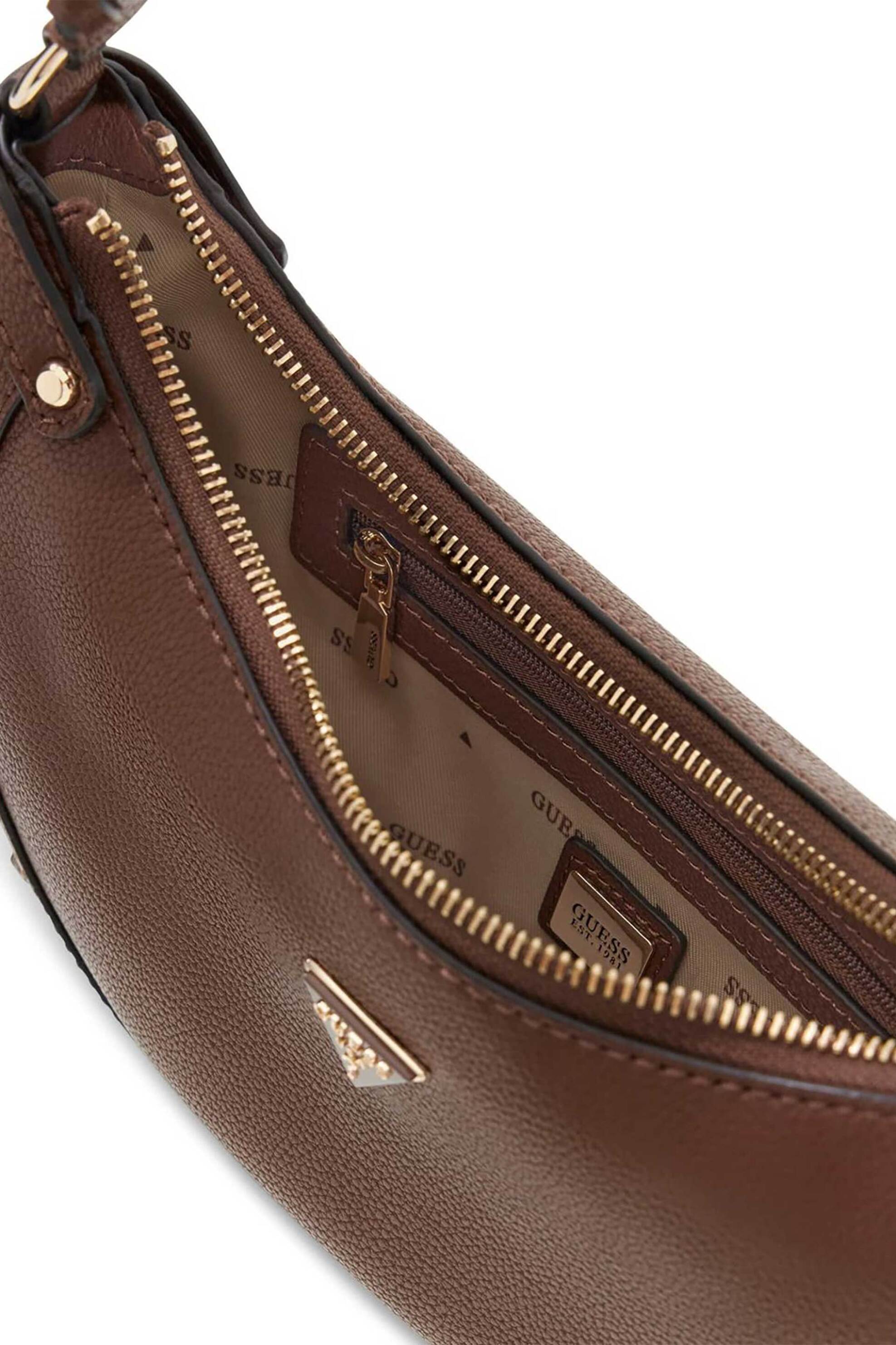 Guess Γυναικεία Τσάντα Ώμου Hobo Petra - Hwbg9750010 Καφέ