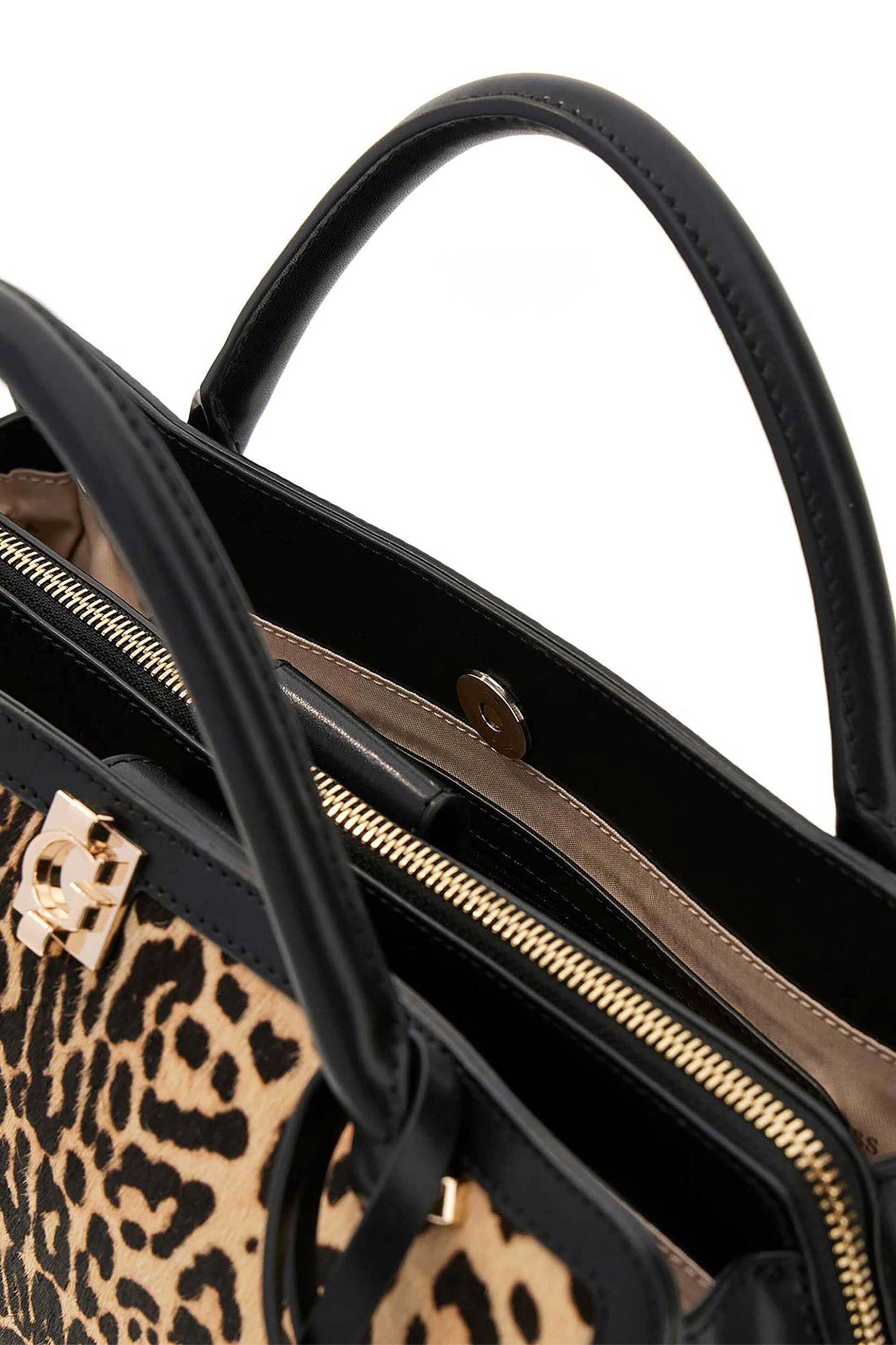 GUESS Guess γυναικεία δερμάτινη τσάντα χειρός "Audrey Leopard Small" - HWLG9734060 Μπεζ - 3