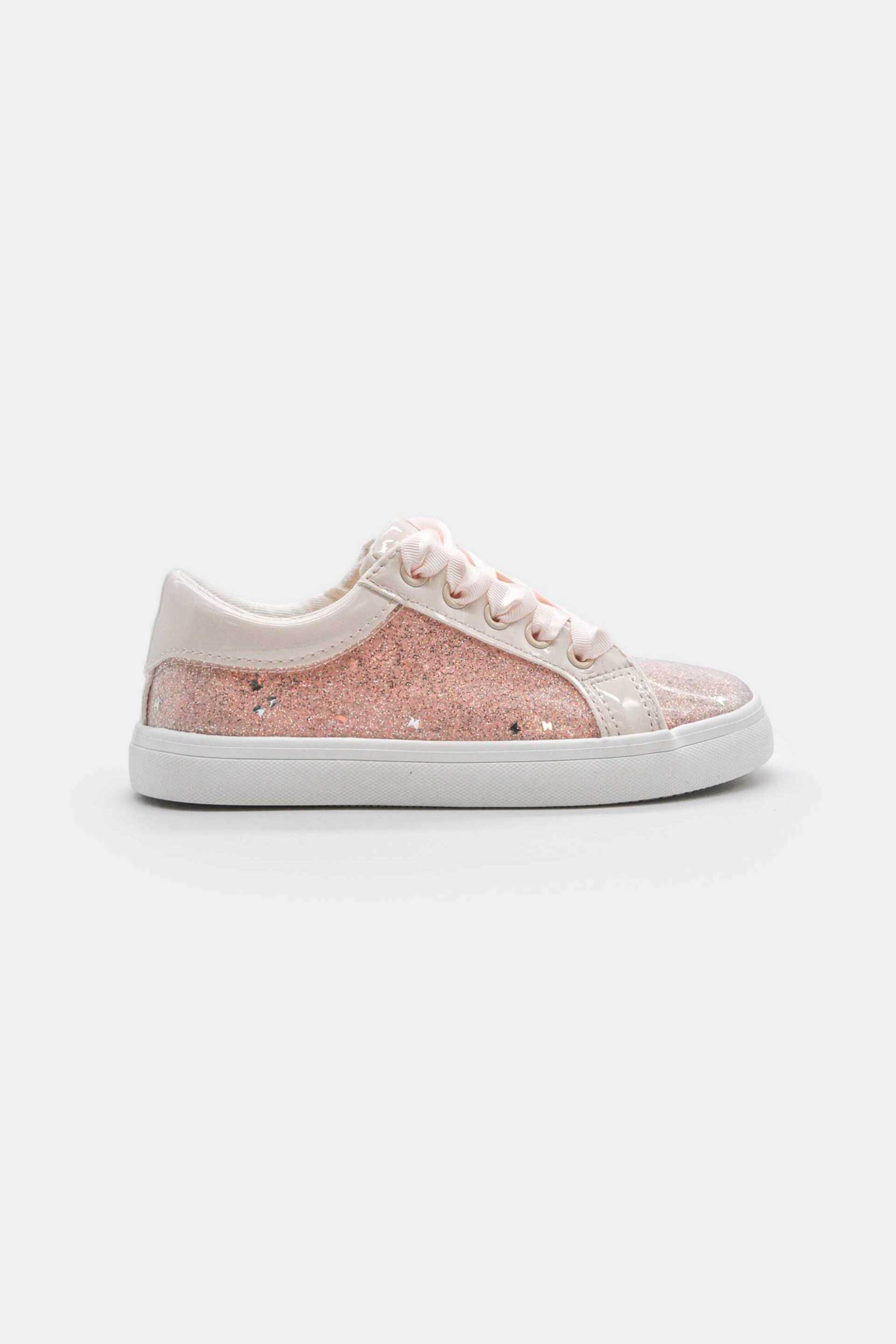 Mayoral βρεφικά sneakers με κορδόνια και διακοσμητικά glitter - 43723-S26 Nude