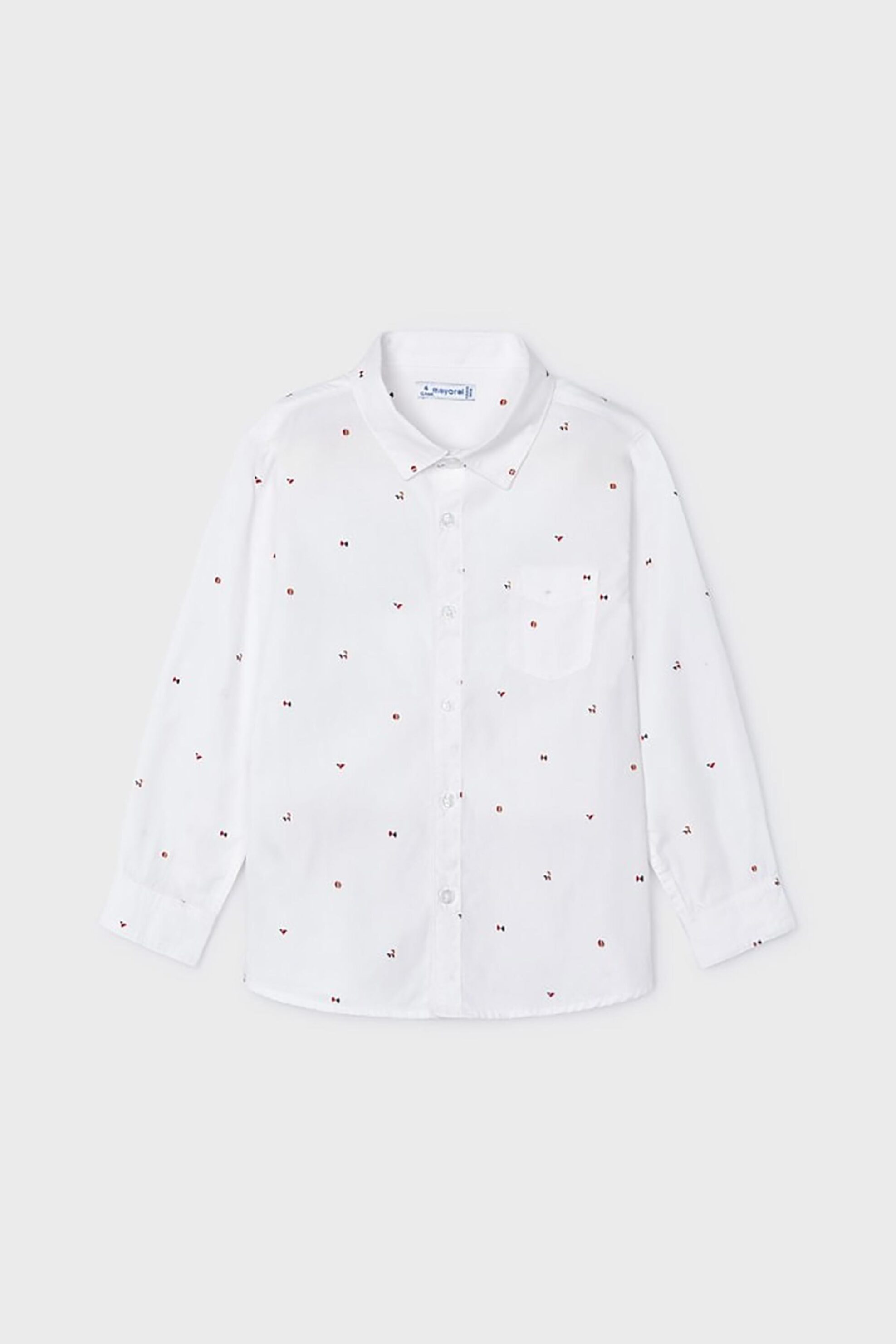 Mayoral παιδικό πουκάμισο με all-over print - 4110 Λευκό