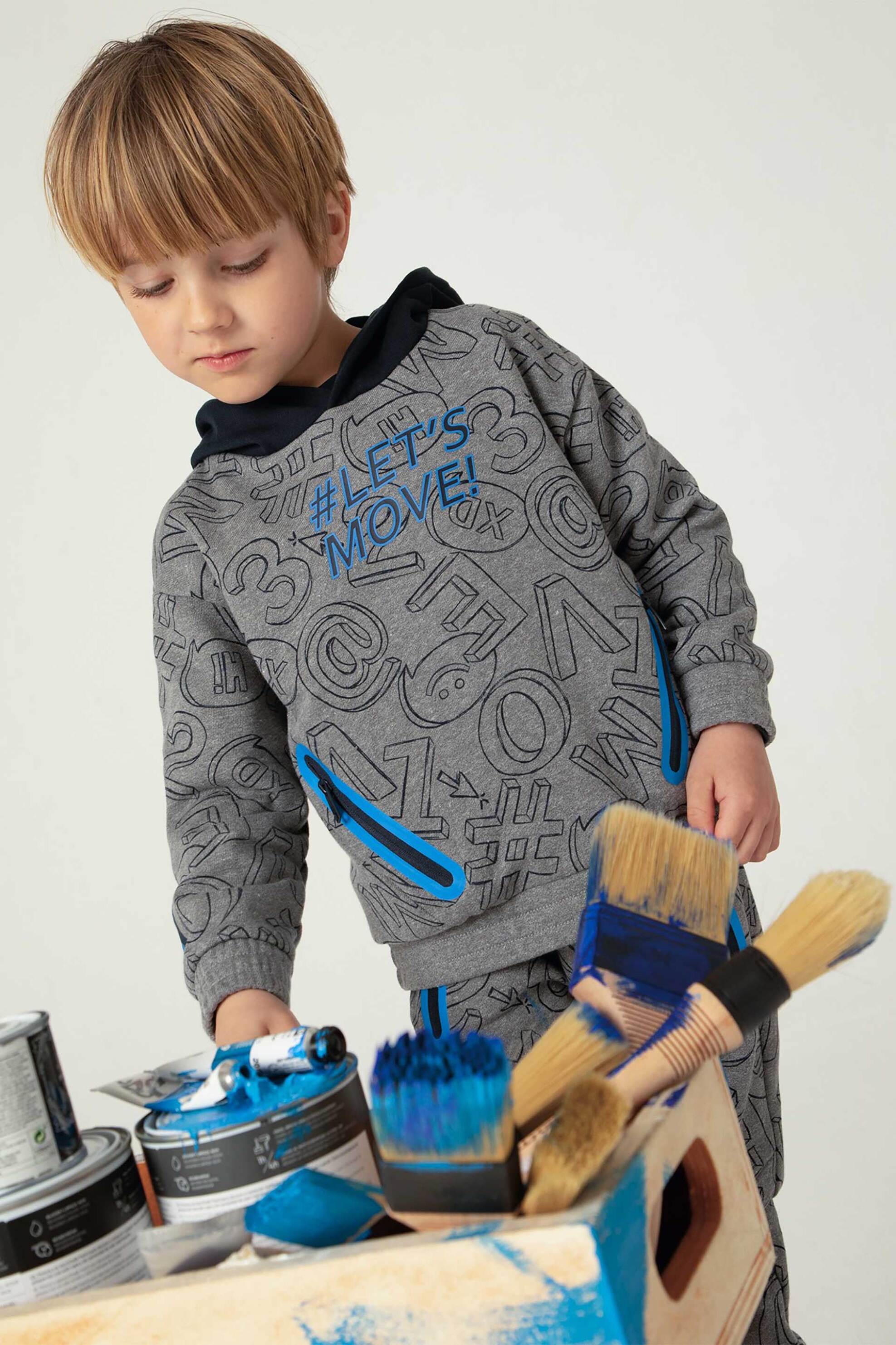 Mayoral παιδικό βαμβακερό φούτερ με κουκούλα - 4458 Γκρι