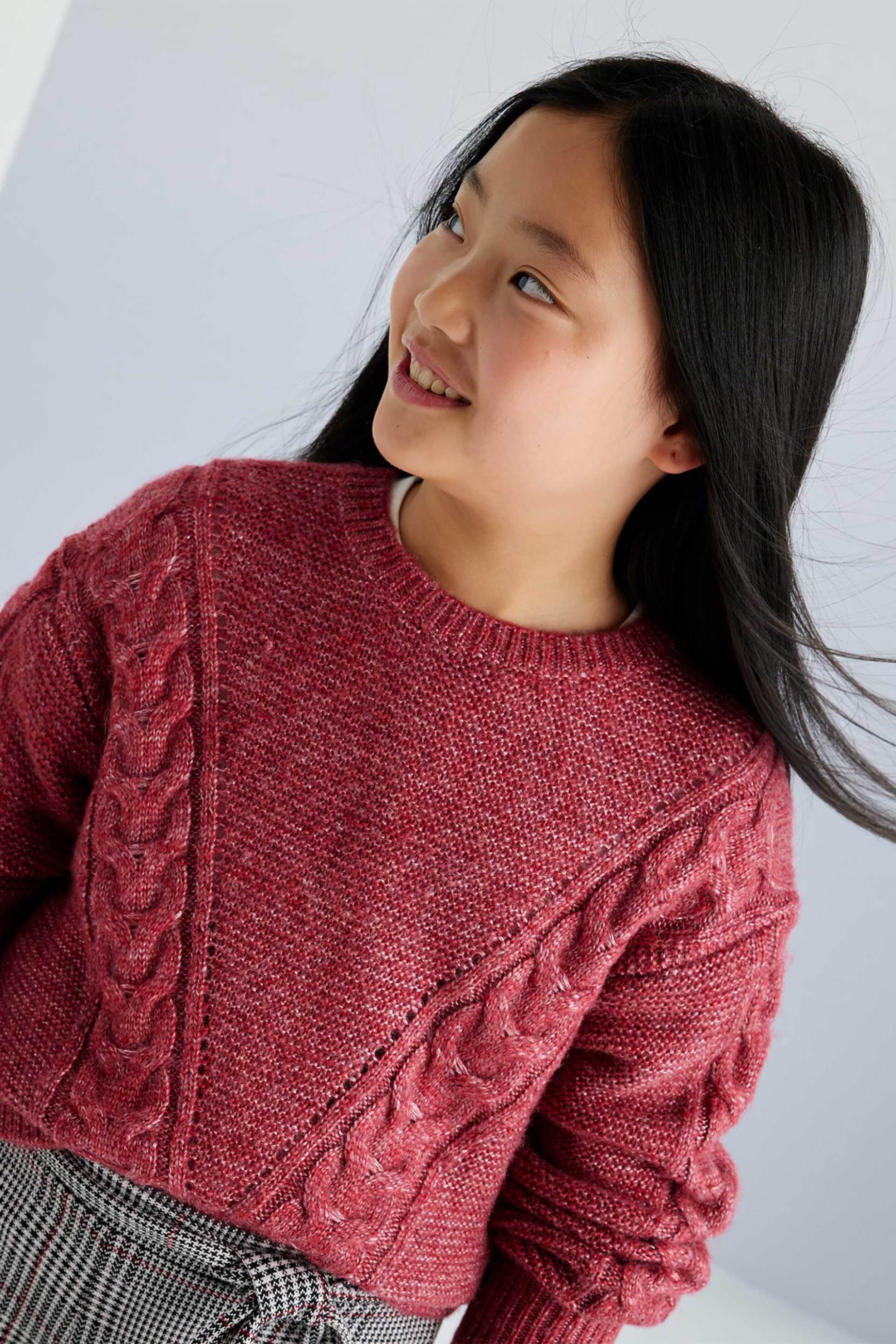 Mayoral παιδική πλεκτή μπλούζα με πλεξούδες - 7310 Κόκκινο φωτογραφία