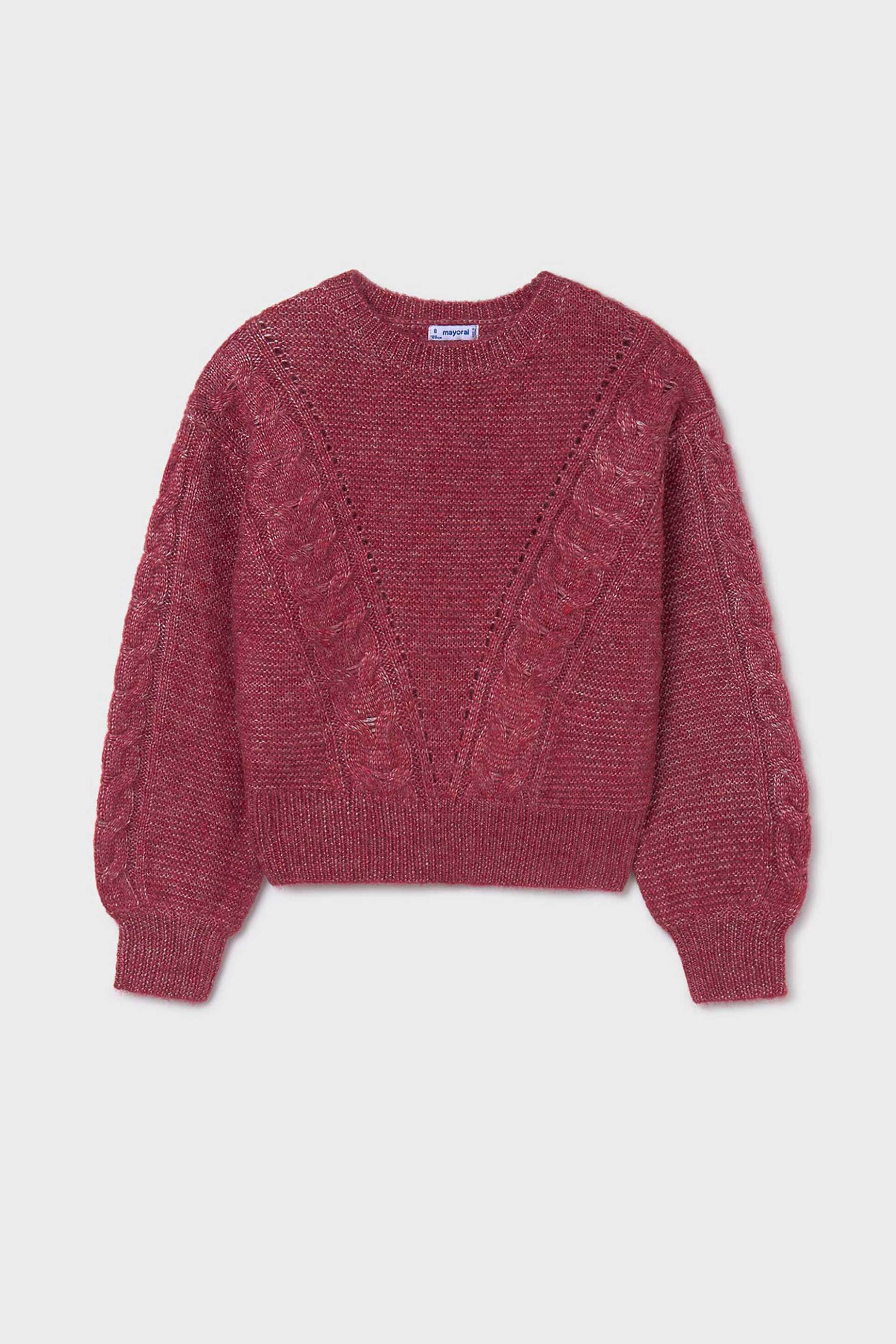 Mayoral παιδική πλεκτή μπλούζα με πλεξούδες - 7310 Κόκκινο φωτογραφία
