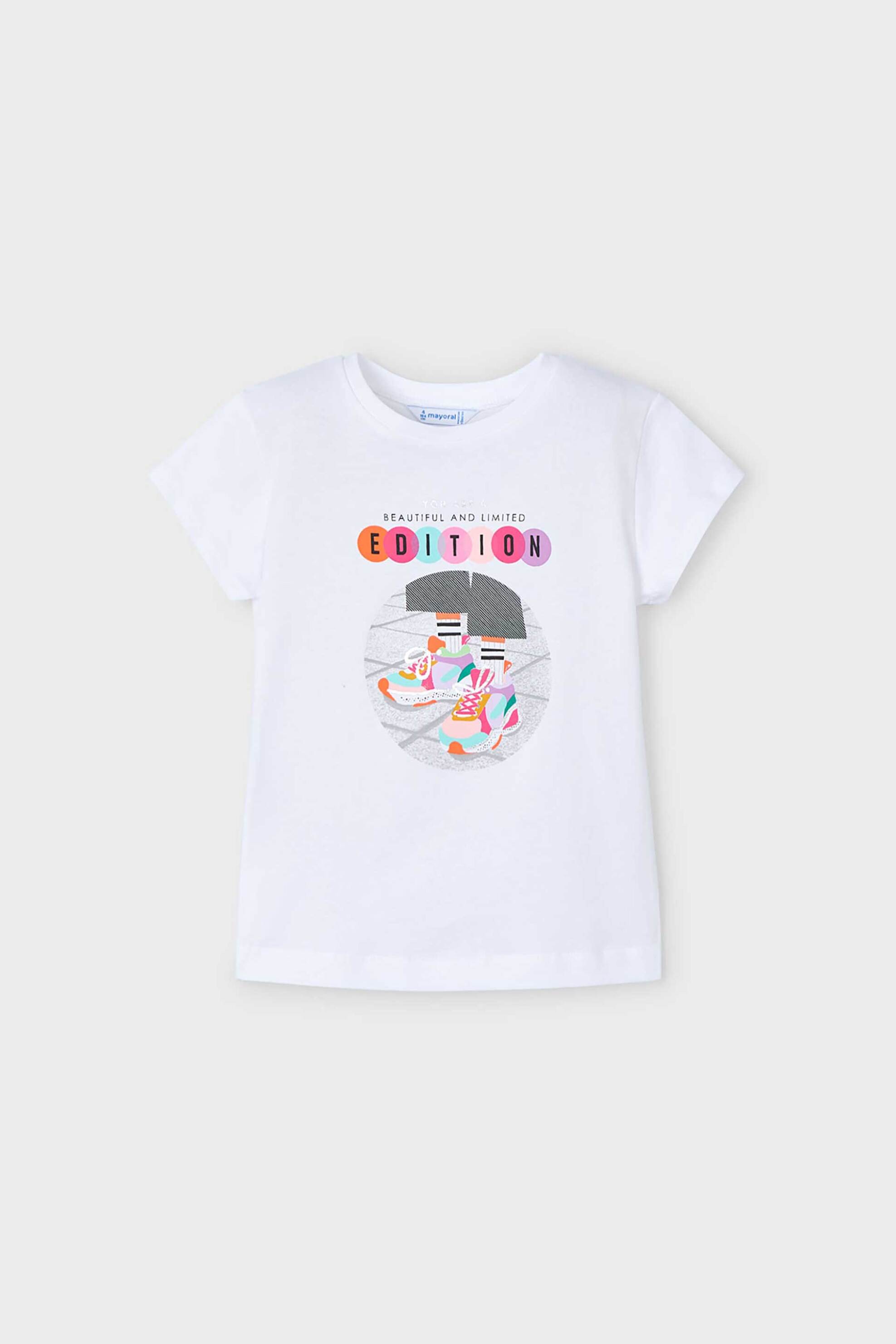 Mayoral παιδικό T-shirt με print - 3014-S25 Λευκό