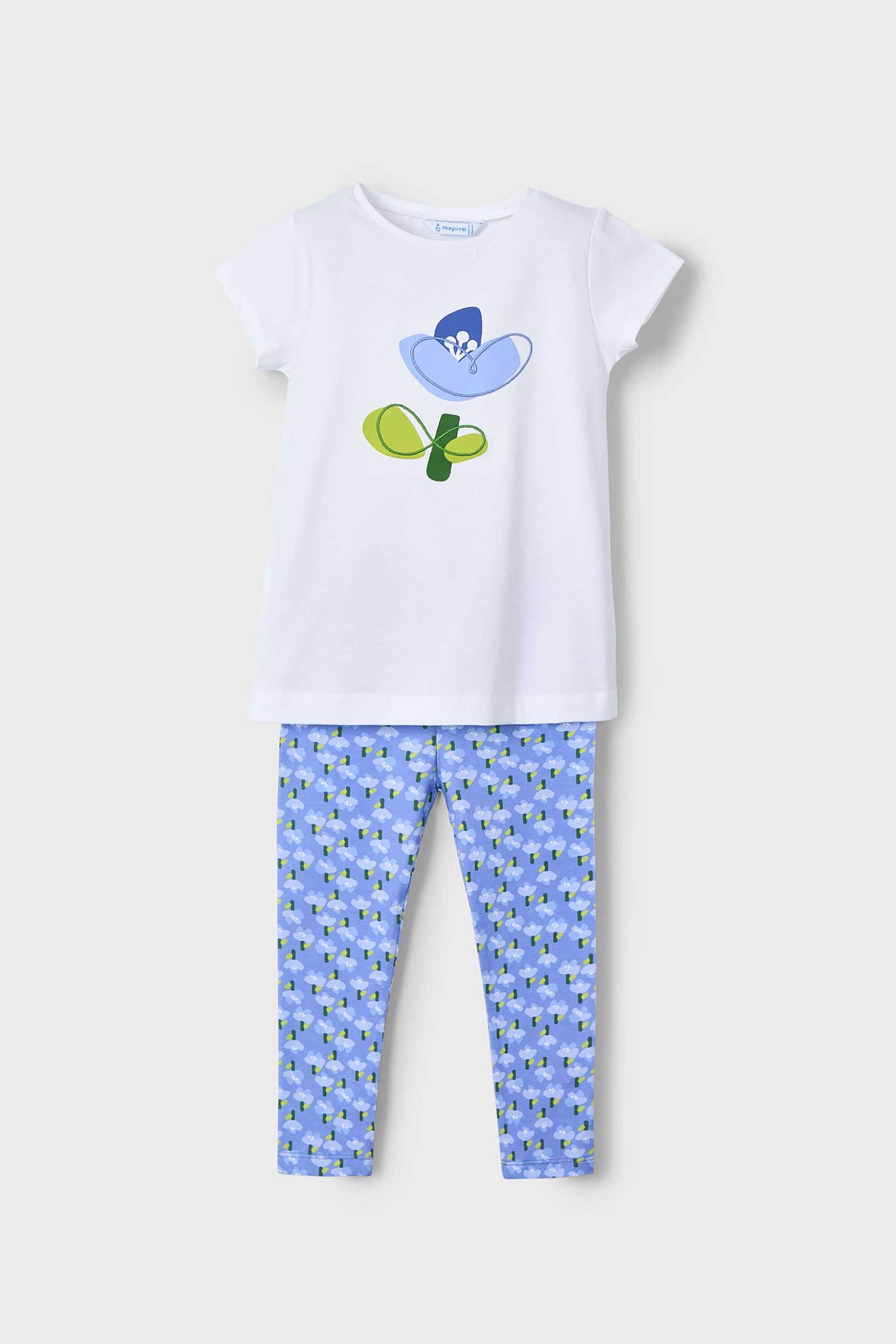 Mayoral παιδικό σετ με κολάν με all-over print και T-shirt - 3713-S25 Μπλε φωτογραφία