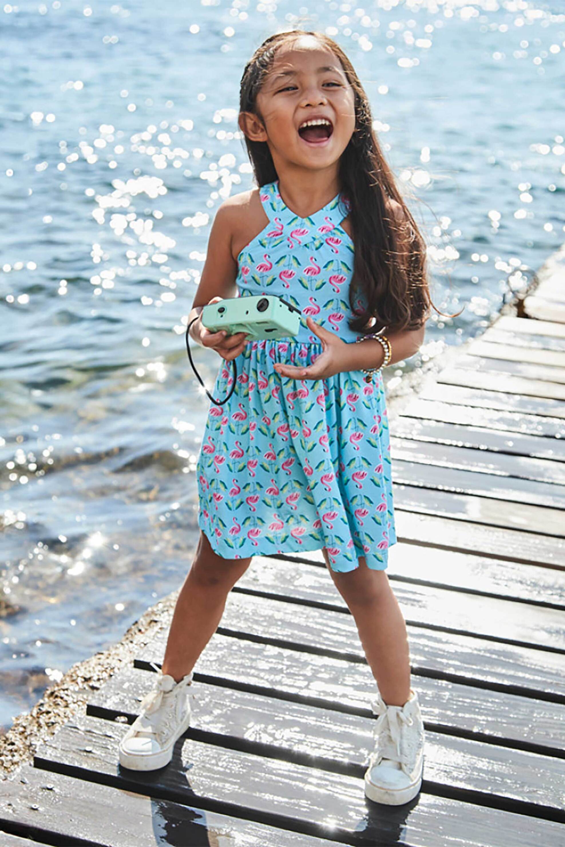 MAYORAL Mayoral παιδικό φόρεμα αμάνικο με all-over flamingo print - 3938-S25 Γαλάζιο