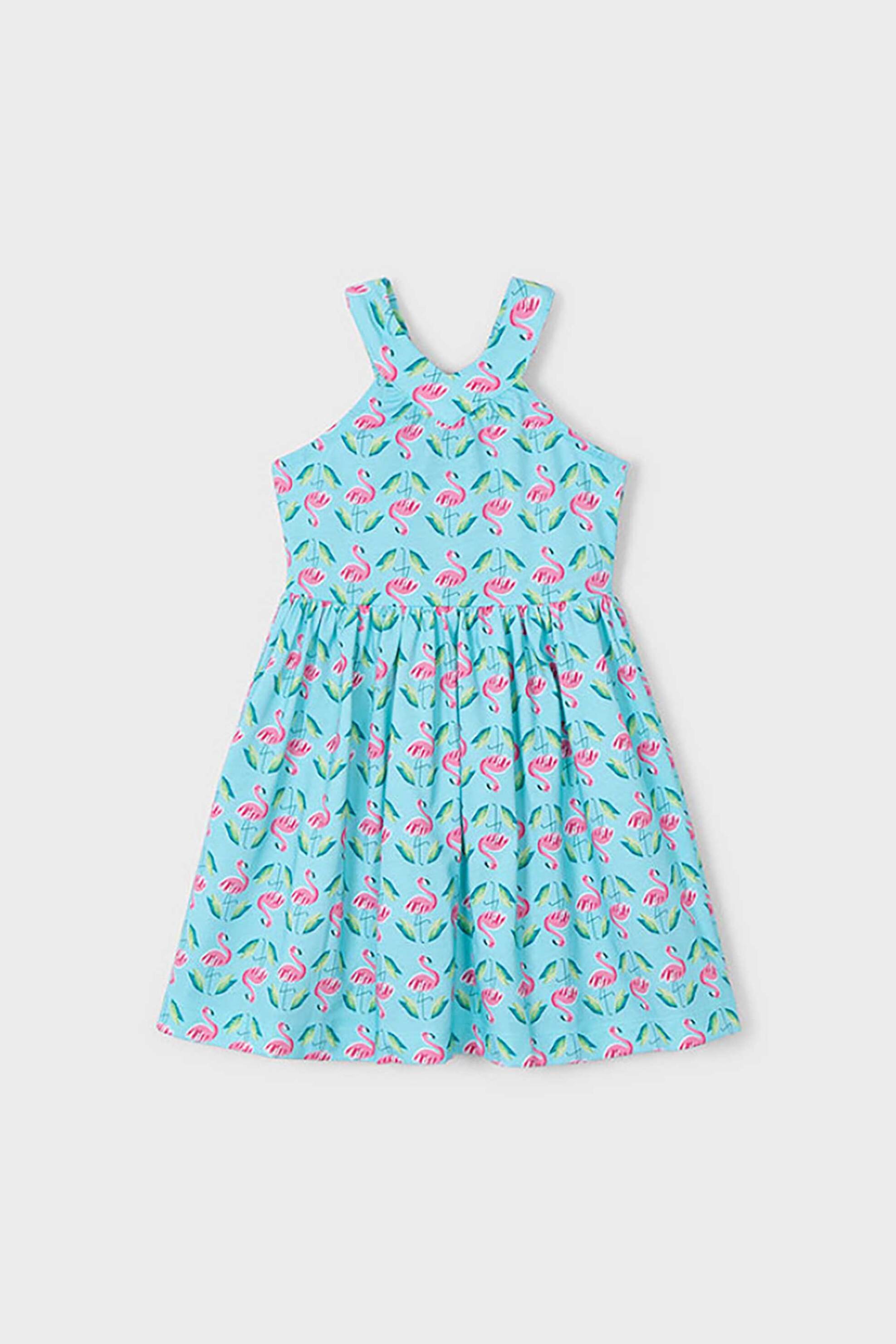 Mayoral παιδικό φόρεμα αμάνικο με all-over flamingo print - 3938-S25 Γαλάζιο φωτογραφία
