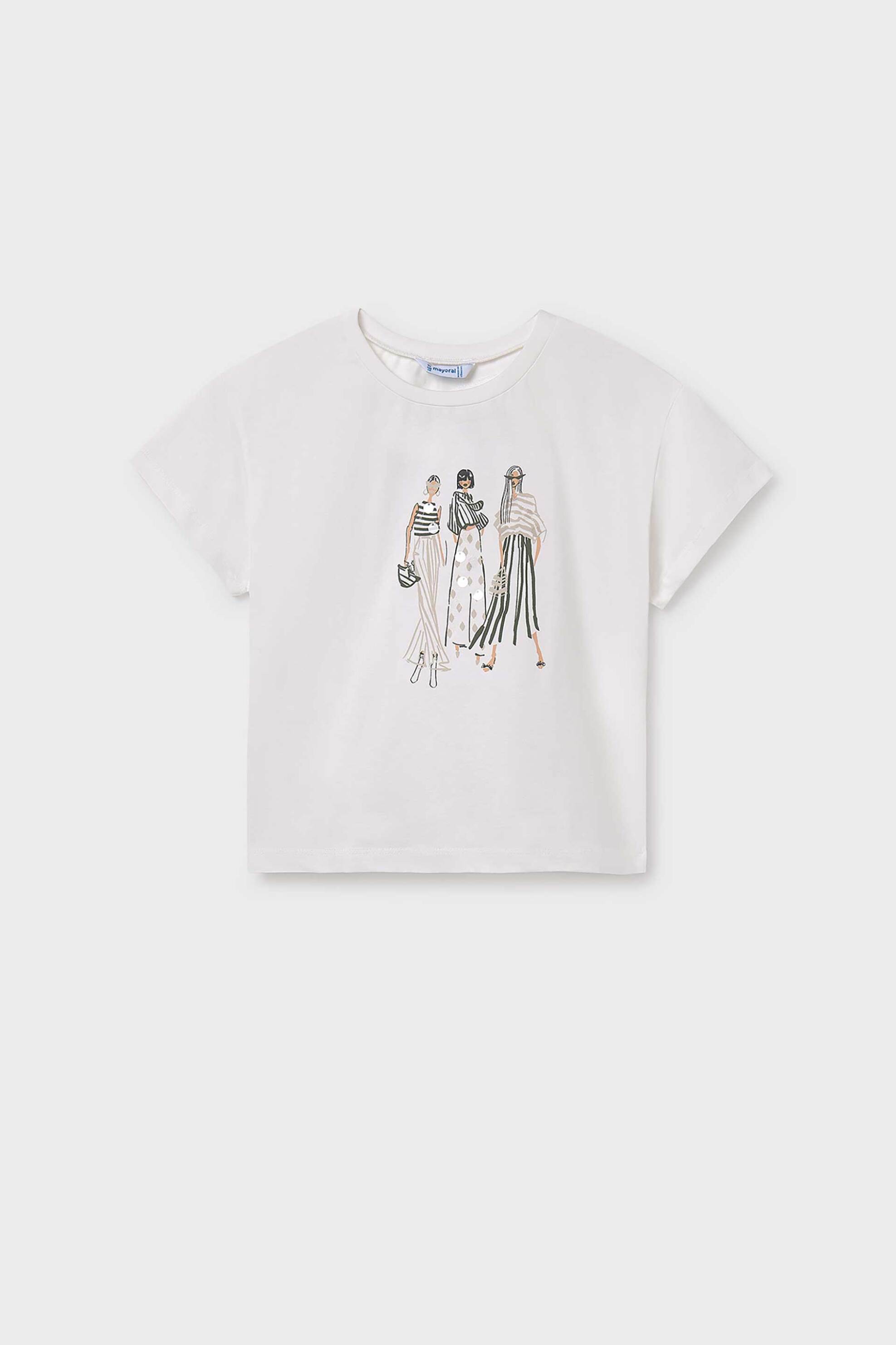 Mayoral παιδικό T-shirt με print και χιαστί πλάτη - 6030-S25 Εκρού