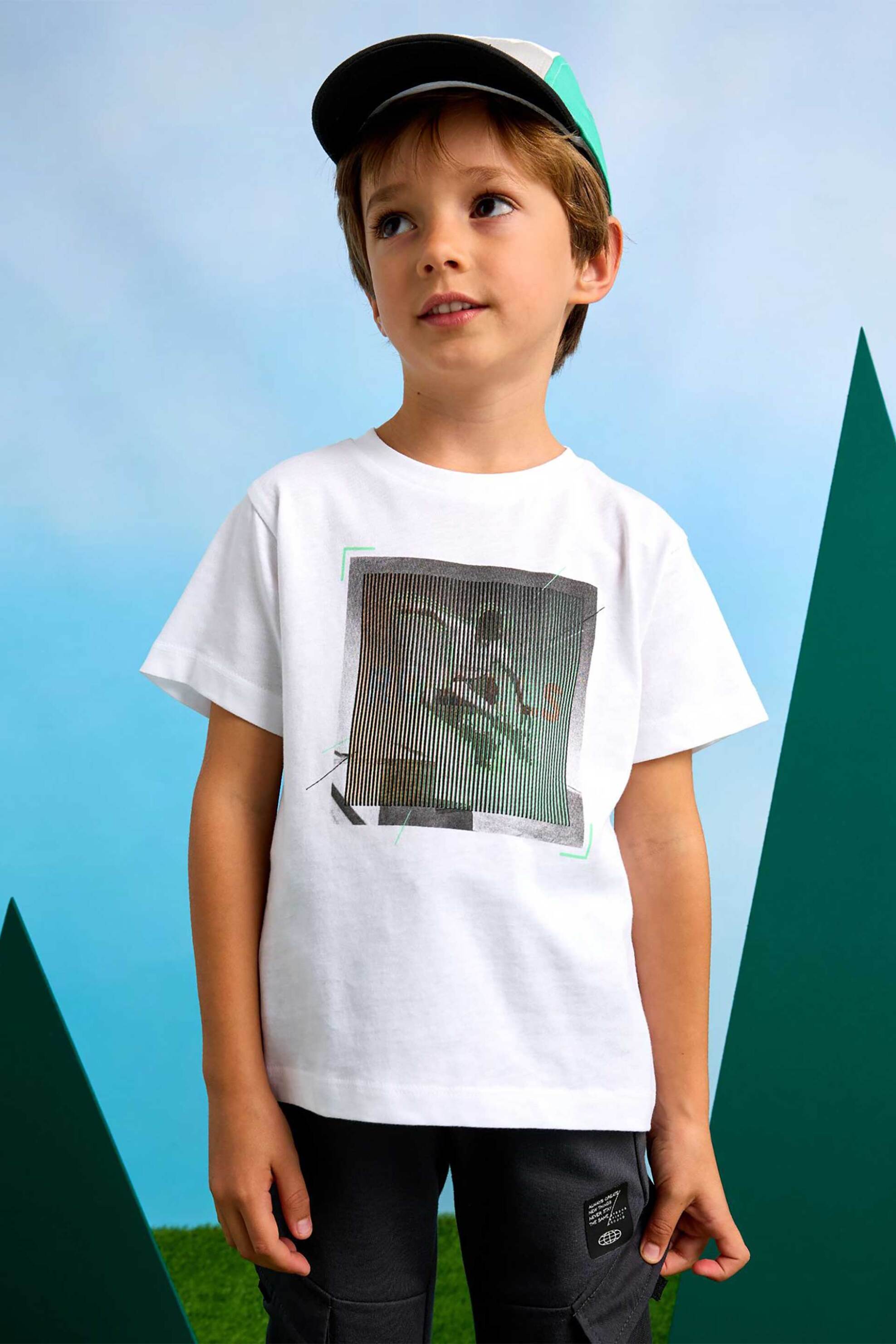 Mayoral παιδικό T-shirt με print - 3035-S25 Λευκό