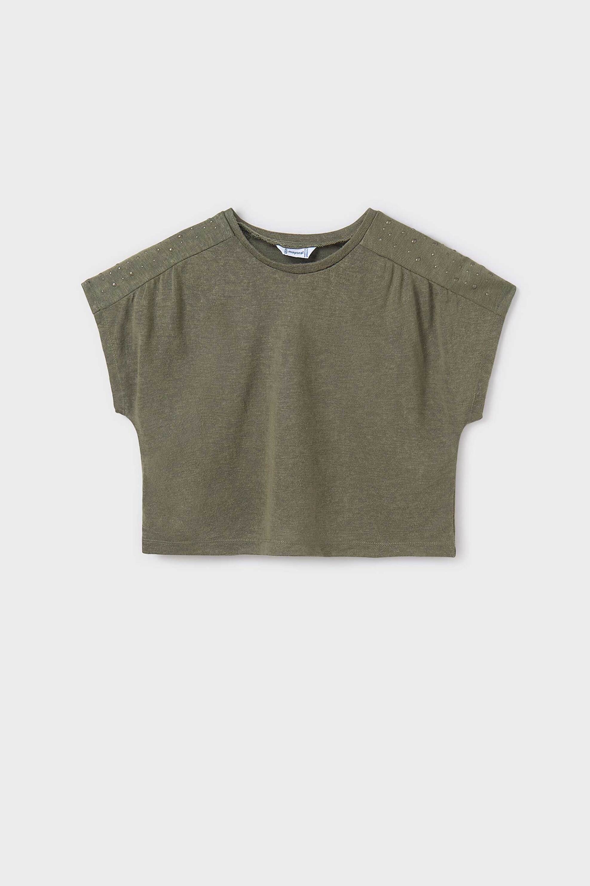 Mayoral παιδικό T-shirt με διακοσμητικά τρουκς - 6023-S25 Χακί