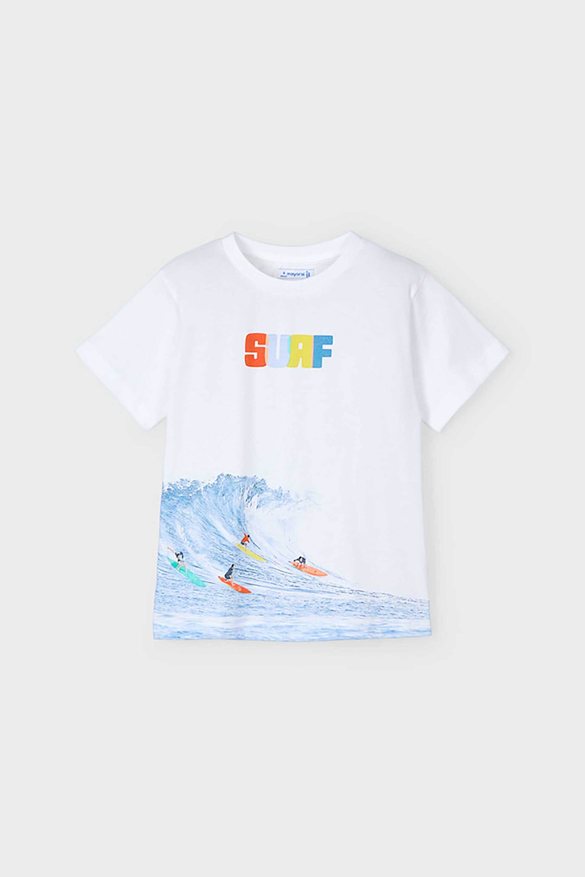 Mayoral παιδική μπλούζα με print "Wave" - 3046-S25 Λευκό