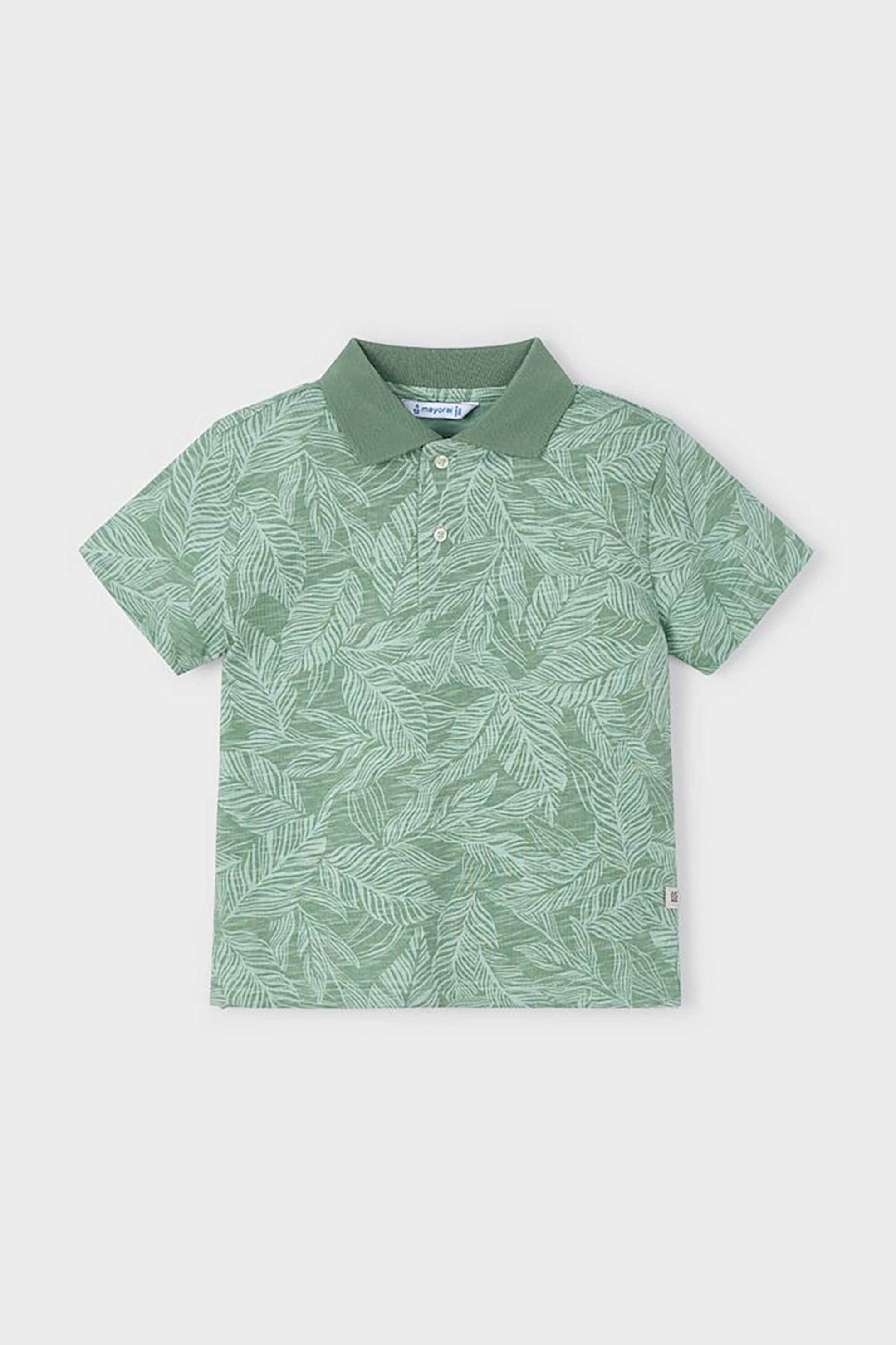 Mayoral παιδική μπλούζα πόλο με tropical print - 3110-S25 Πράσινο Ανοιχτό