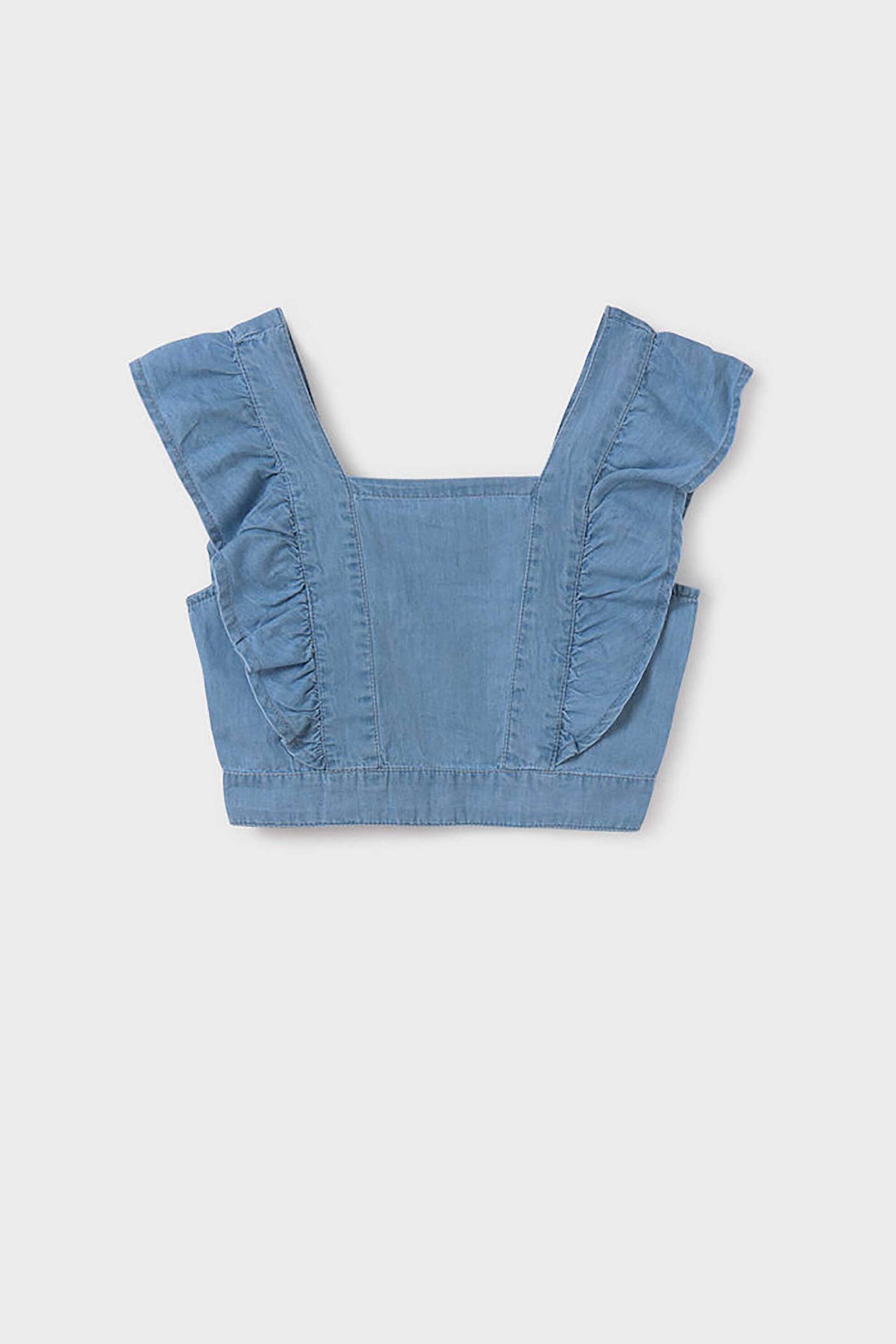 Mayoral παιδική denim μπλούζα αμάνικη με cut out - 6091-S25 Denim Blue Ανοιχτό