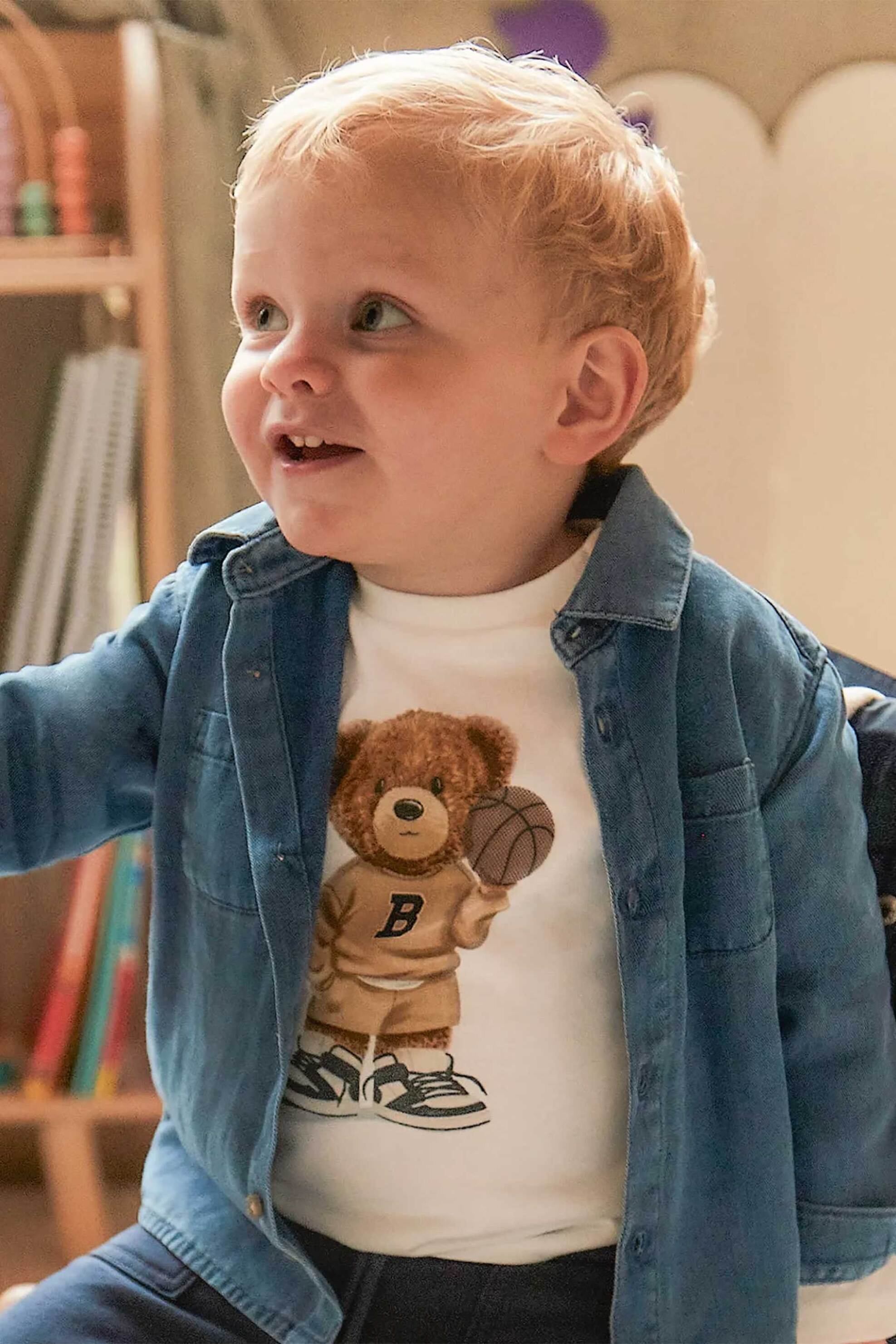 MAYORAL Mayoral βρεφικό T-shirt με bear print - 2058-W26 Λευκό