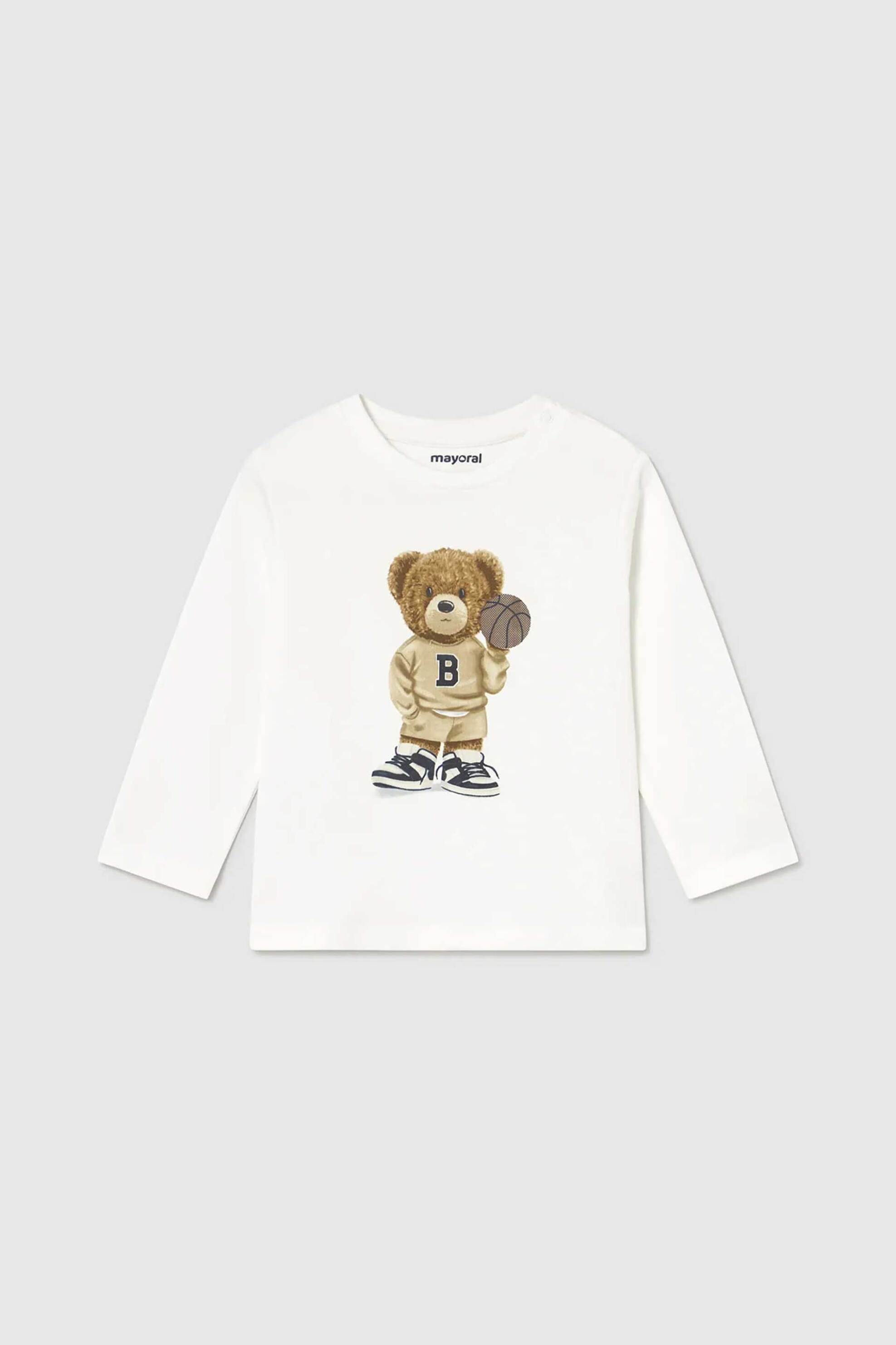 Mayoral βρεφικό T-shirt με bear print - 2058-W26 Λευκό φωτογραφία