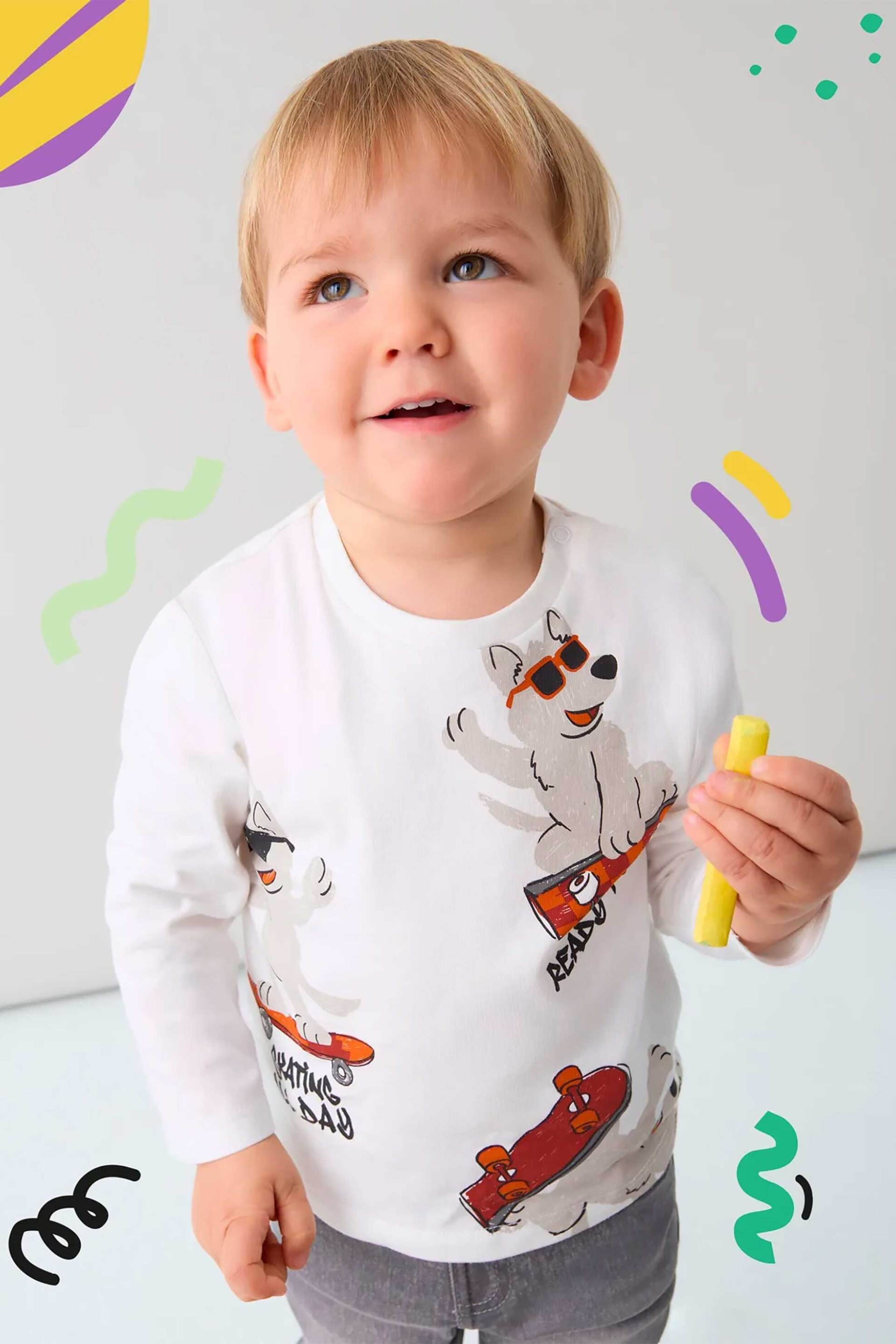 Mayoral βρεφική μακρυμάνικη μπλούζα με prints - 2061-W26 Λευκό