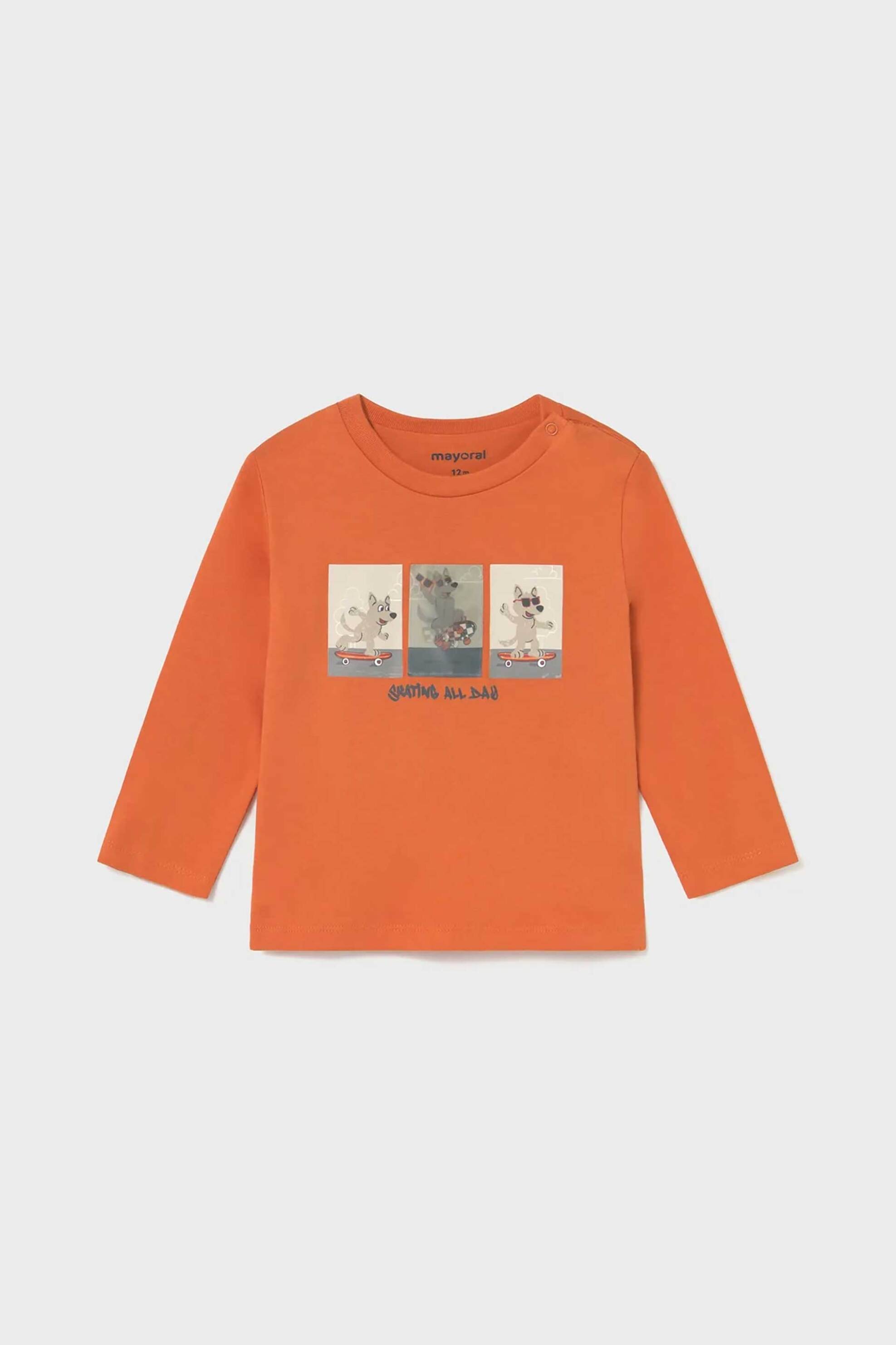 Mayoral βρεφική μακρυμάνικη μπλούζα με prints - 2063-W26 Πορτοκαλί