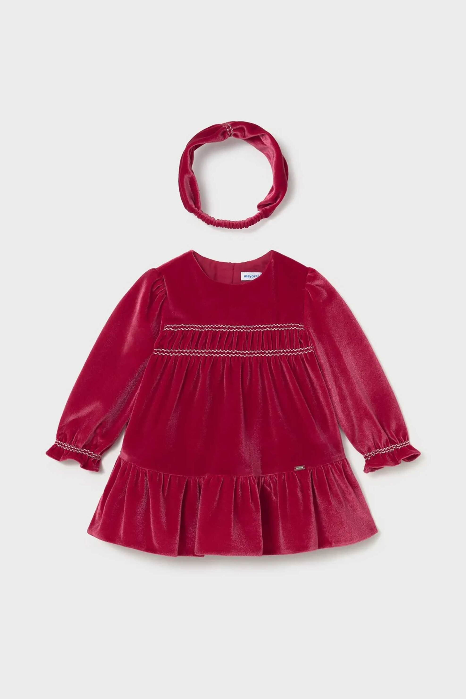 Mayoral βρεφικό σετ φόρεμα με κορδέλα (2 τεμάχια) - 2904-W26 Κόκκινο